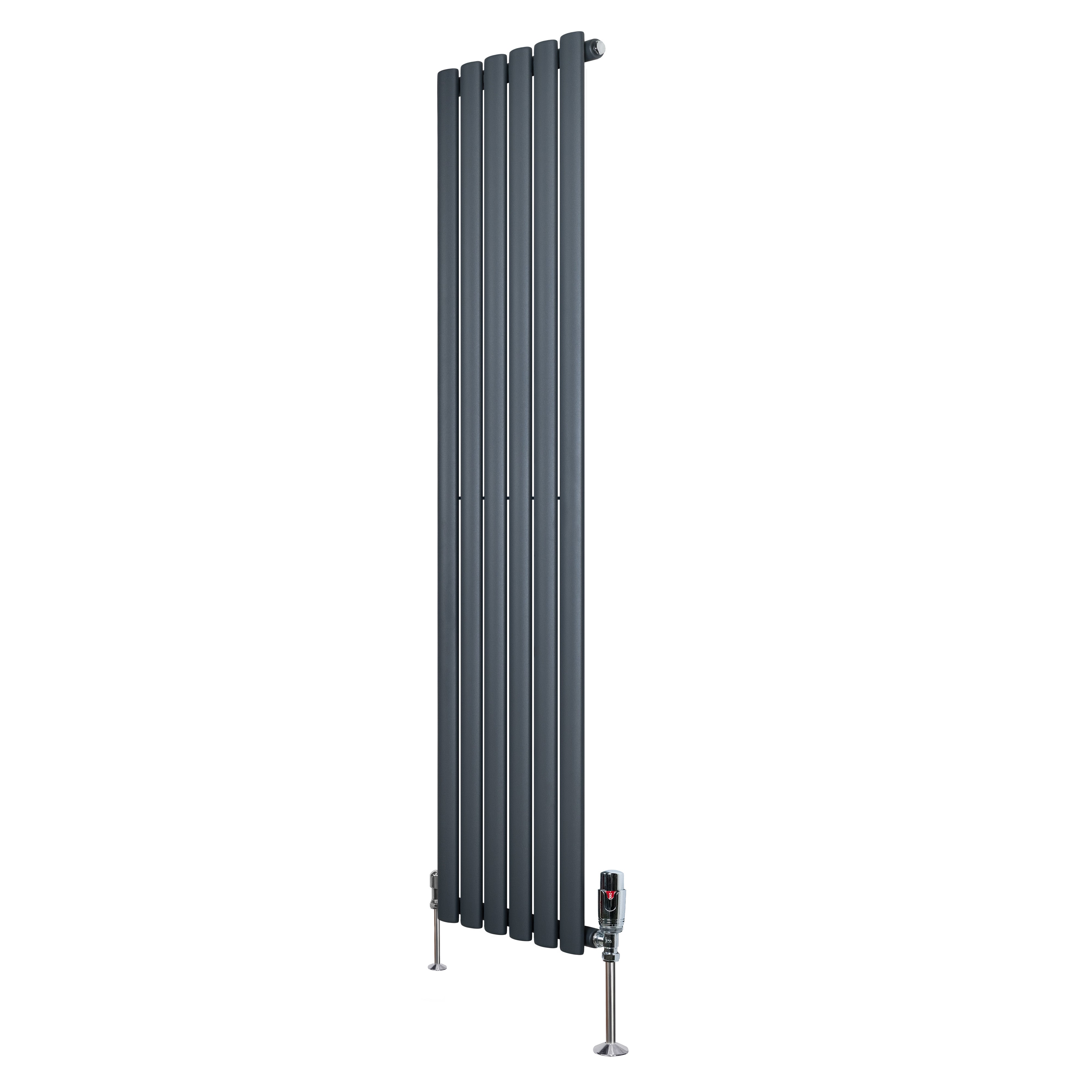 Q-Rax Radiatori Tradizionali Ovale 1600x360 mm Antracite valvole