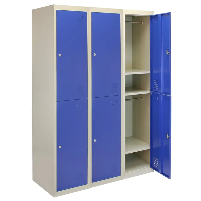 Q-Rax Strumenti Armadietti Metallo x3 Blu 180 cm con Chiave