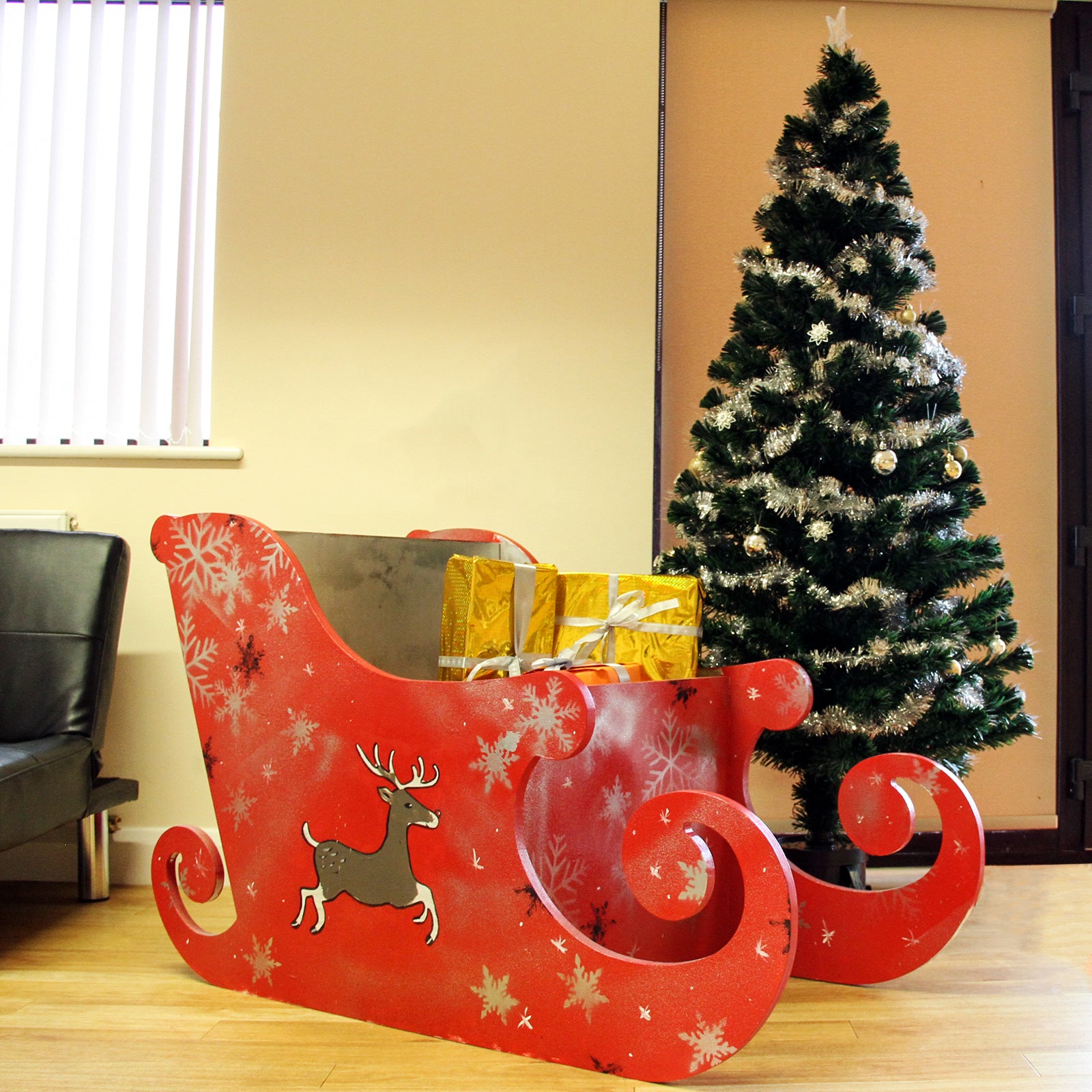 Q-Rax Slitta Babbo Natale Slitta Natalizia MDF 120cm 50kg