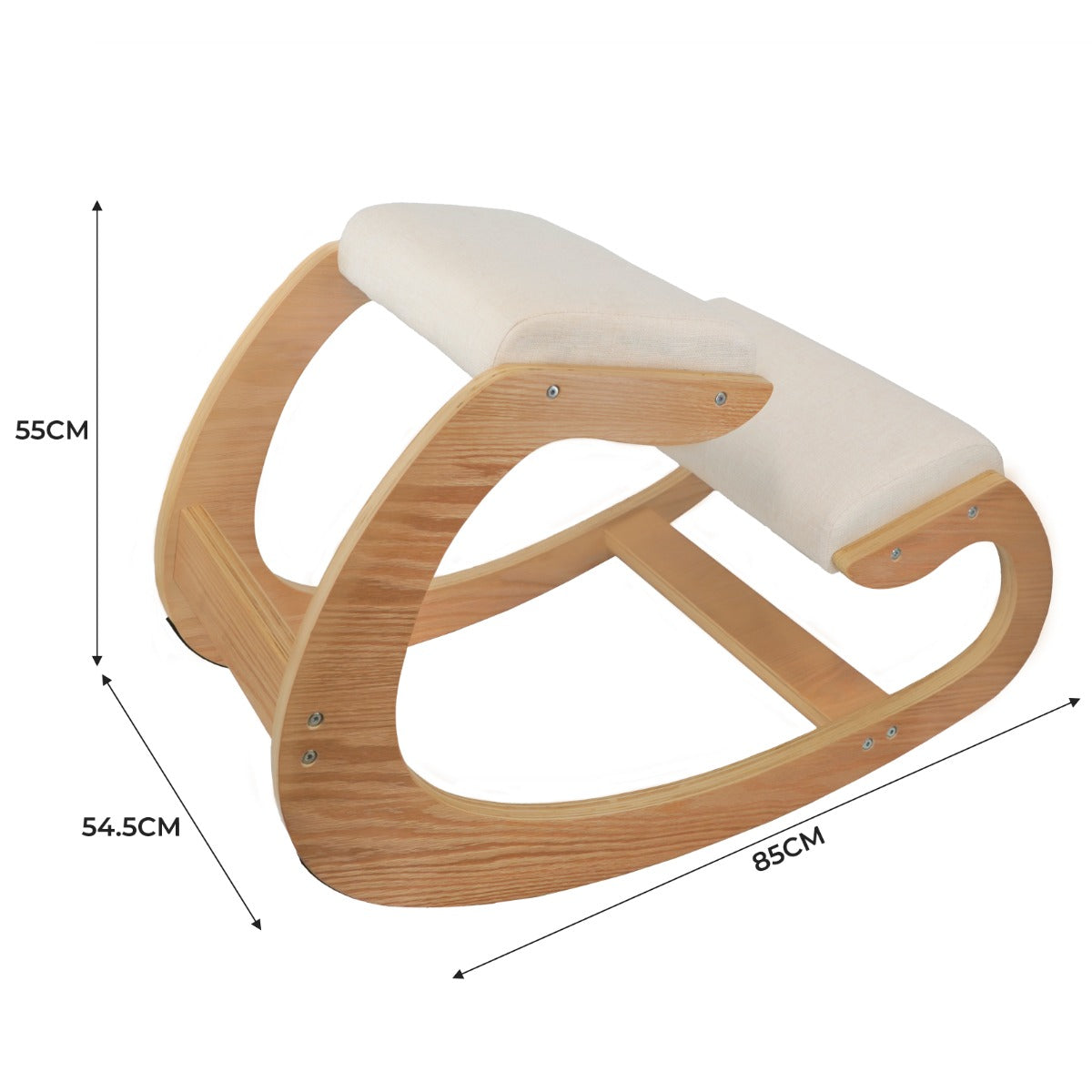 Q-Rax Sedia ergonomica inginocchiata legno lino 100kg