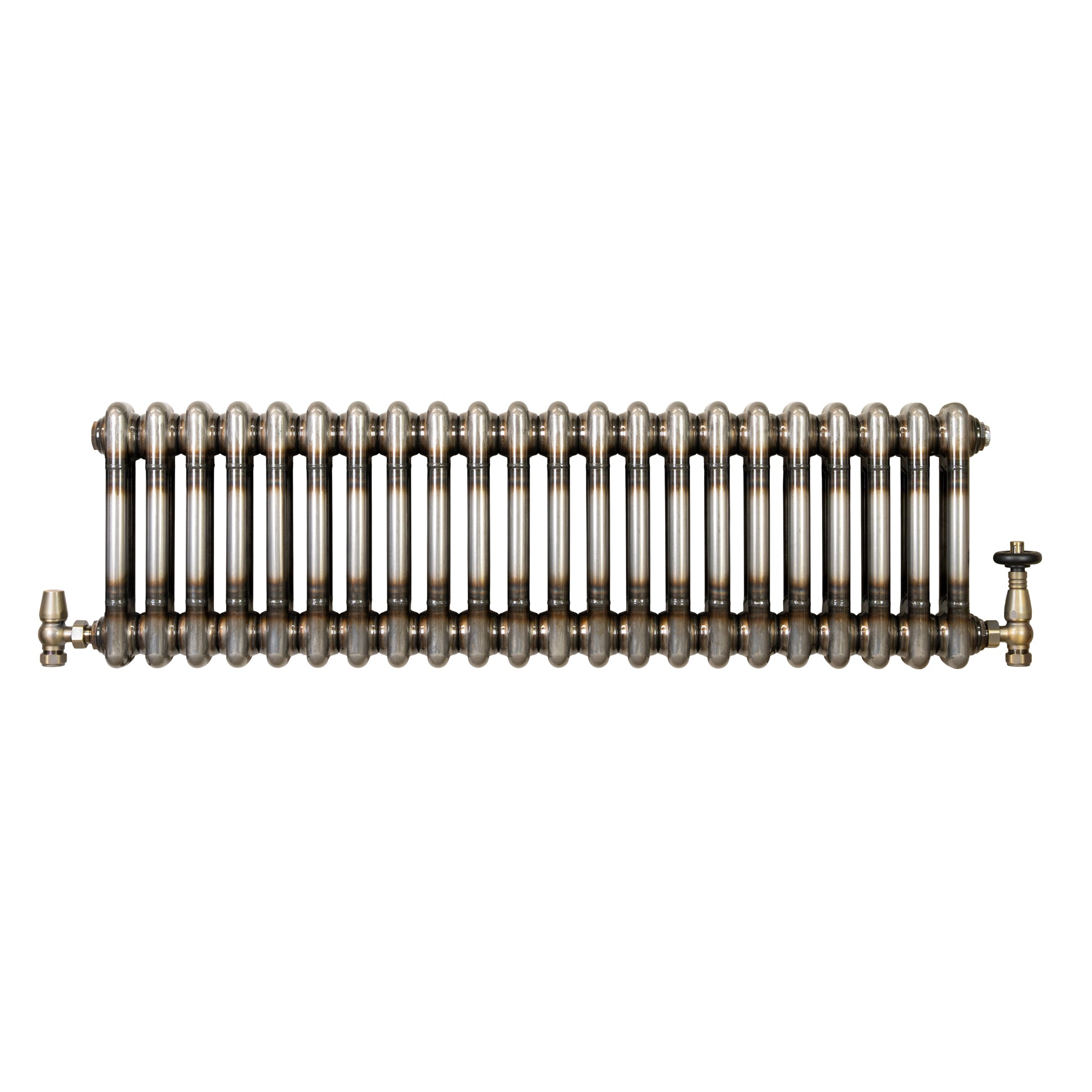 Q-Rax Radiatore 2 Colonne 300x1010 Metallo Grezzo + Valvole