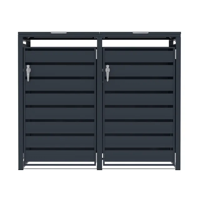 Q-Rax Copertura bidoni doppia metallo antracite 2x240L