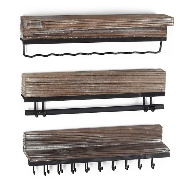 Jackcube Design Portagioie Parete Legno Rustico Set 3 Pezzi