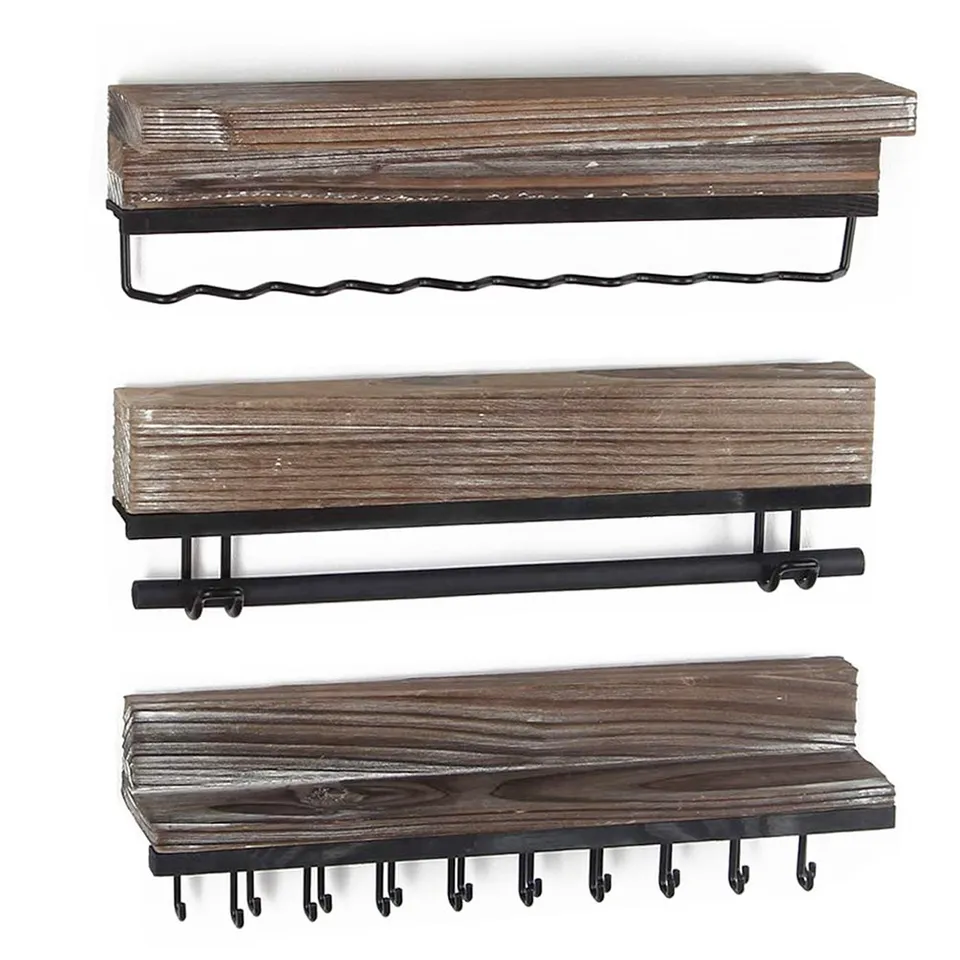 Jackcube Design Portagioie Parete Legno Rustico Set 3 Pezzi