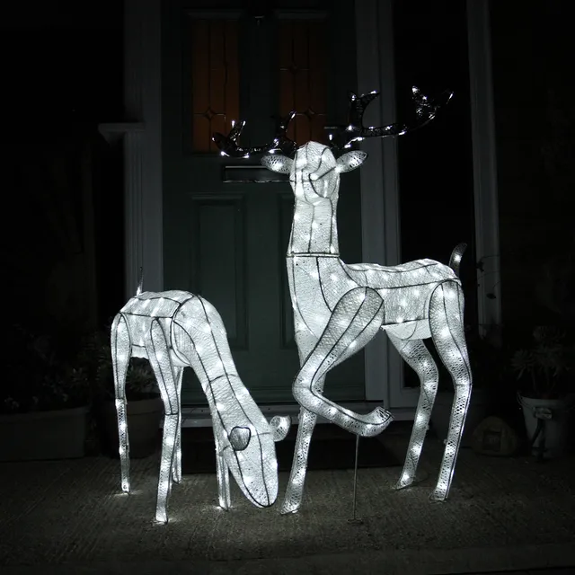 Q-Rax Renne di Natale Luminose Bianche Maschio e Femmina