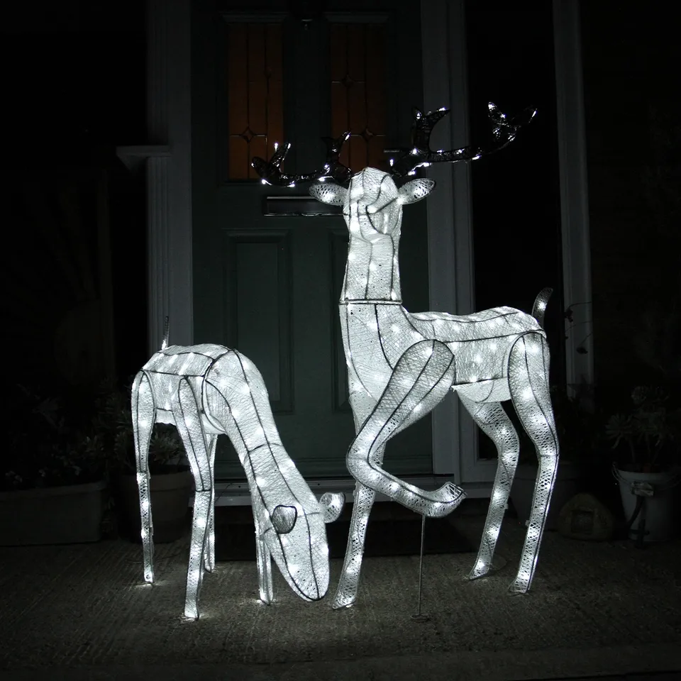 Q-Rax Renne di Natale Luminose Bianche Maschio e Femmina