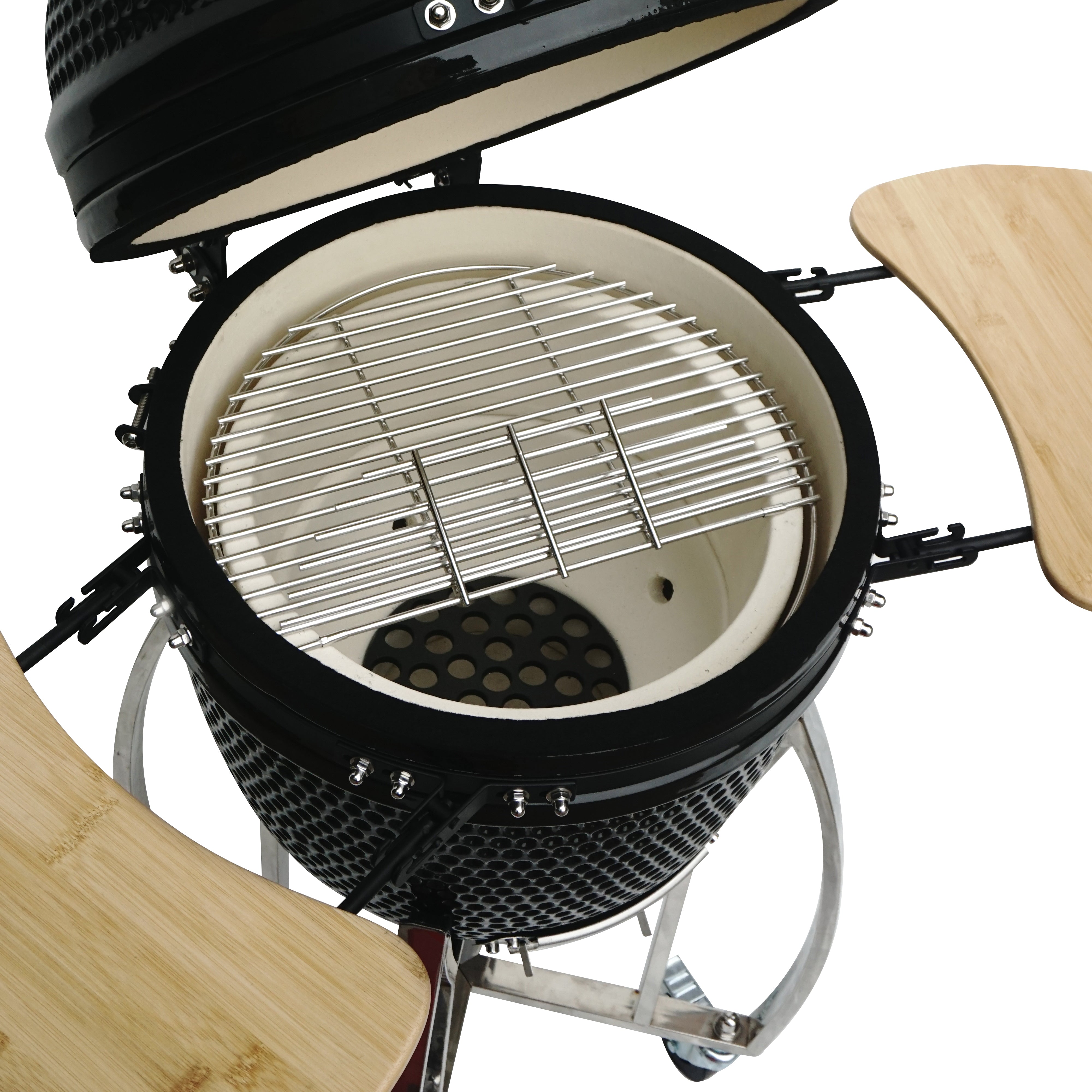Q-Rax Kamado BBQ Grill 18" 46cm Barbecue Ceramica Nero