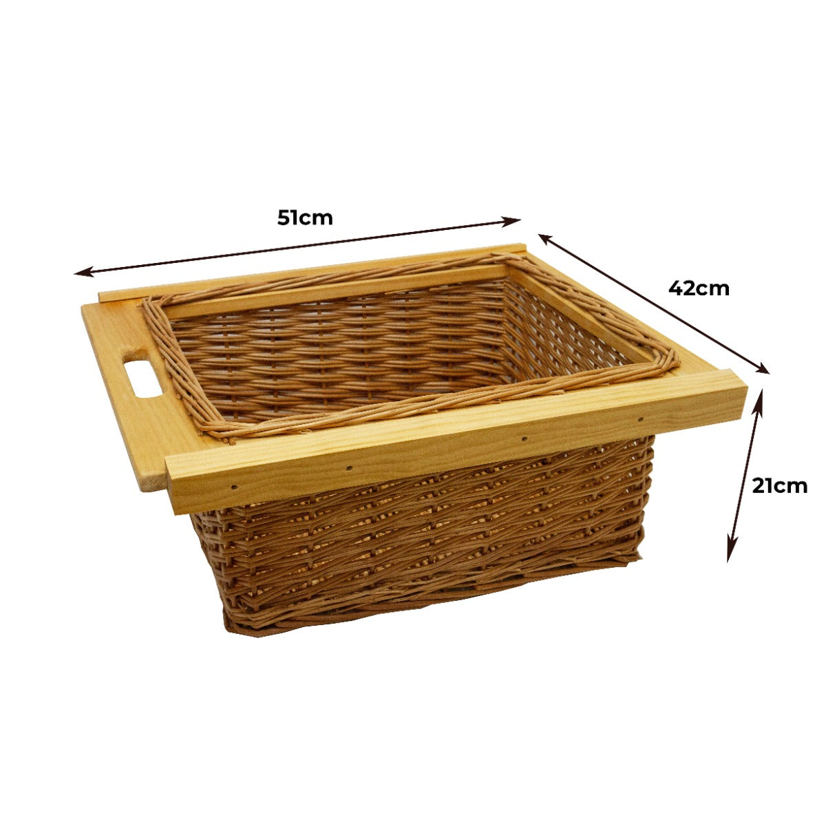 Q-Rax Cucina Cestelli Vimini 50cm Marrone 3 Cesti 10kg