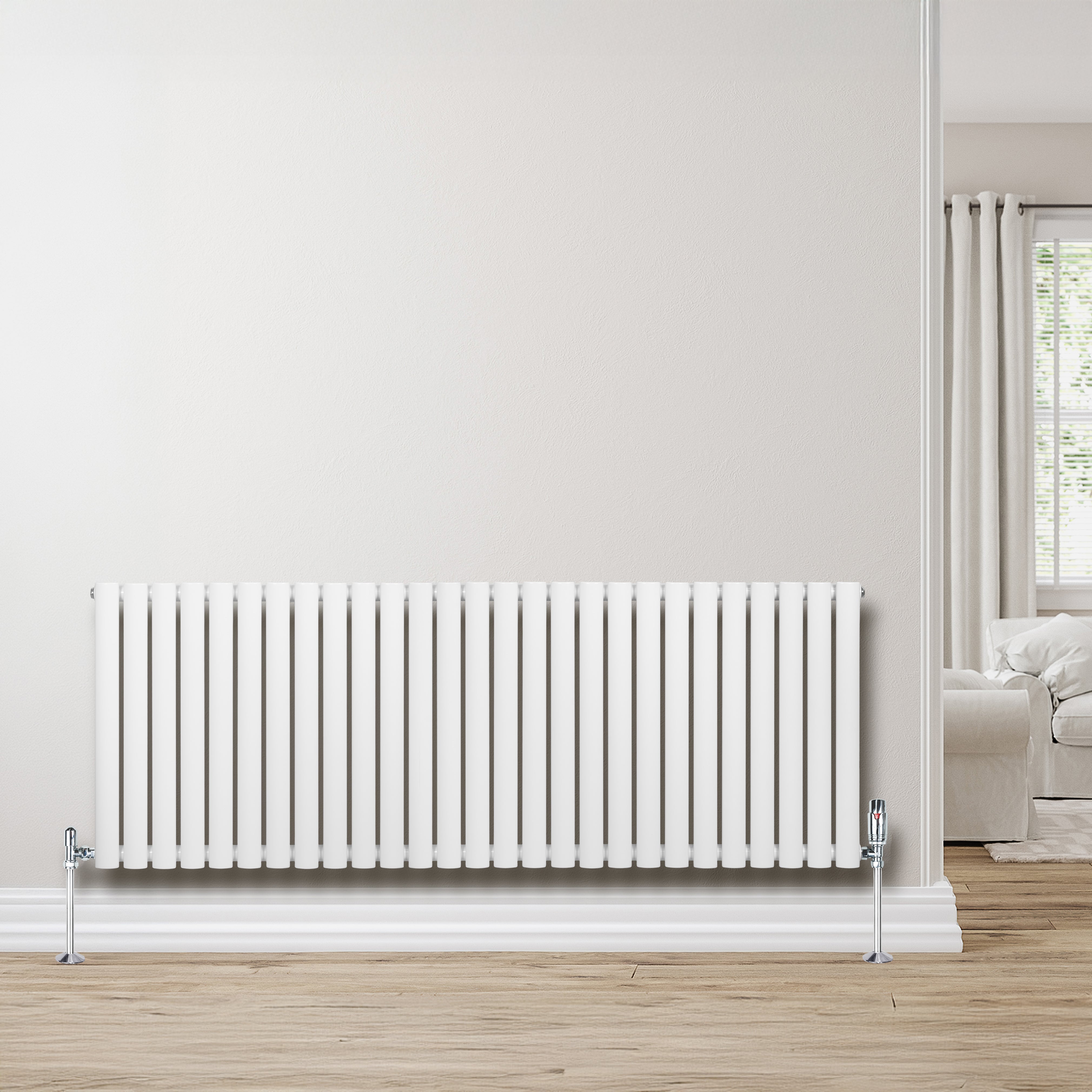 Q-Rax Radiatore Colonna Ovale 600x1620 mm Bianco Valvole