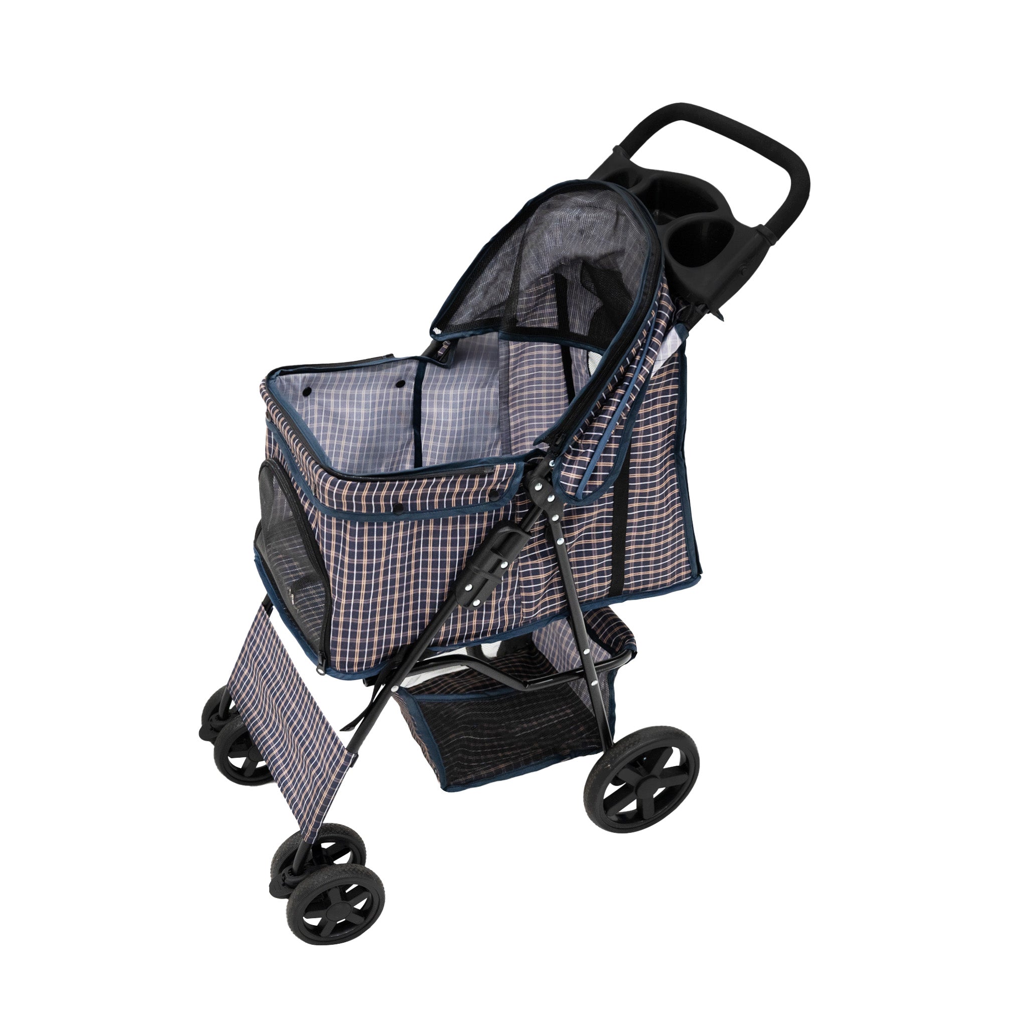 Q-Rax Accessori Casa Passeggino Cani Blu Tartan Antipioggia