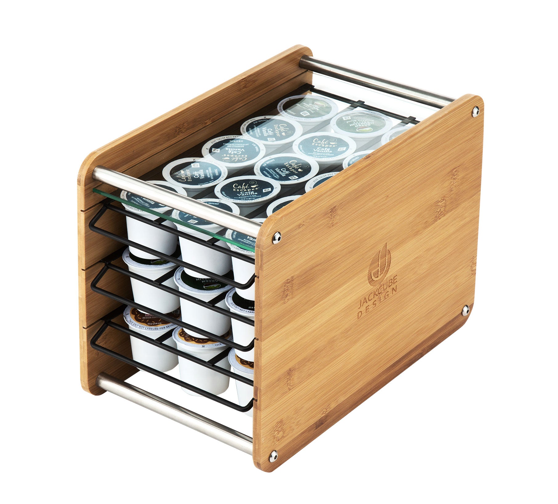 Jackcube Design Kitchen Portacapsule bambù 3 cassetti 48pz