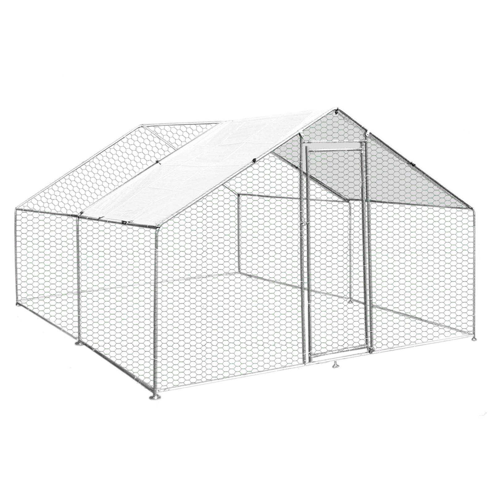 Q-Rax Recinzione Pollaio Esterno 3x4m Acciaio con Tettoia