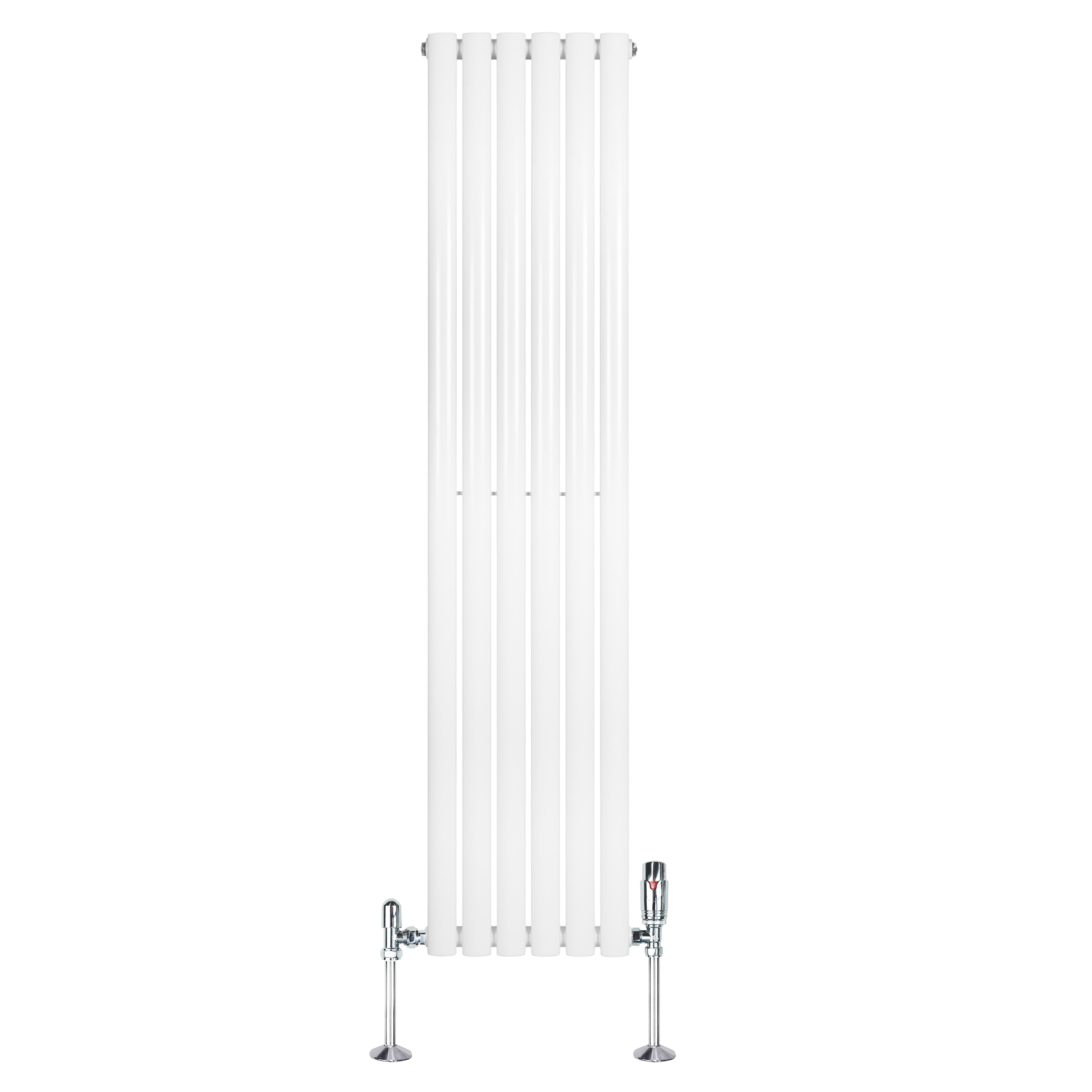 Q-Rax Radiatori Tradizionali Ovale 1600x360 radiatore bianco con valvole