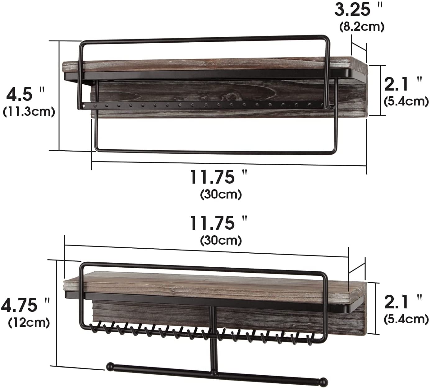 Jackcube Design Makeup Portagioie Parete Legno Set 2 Pezzi