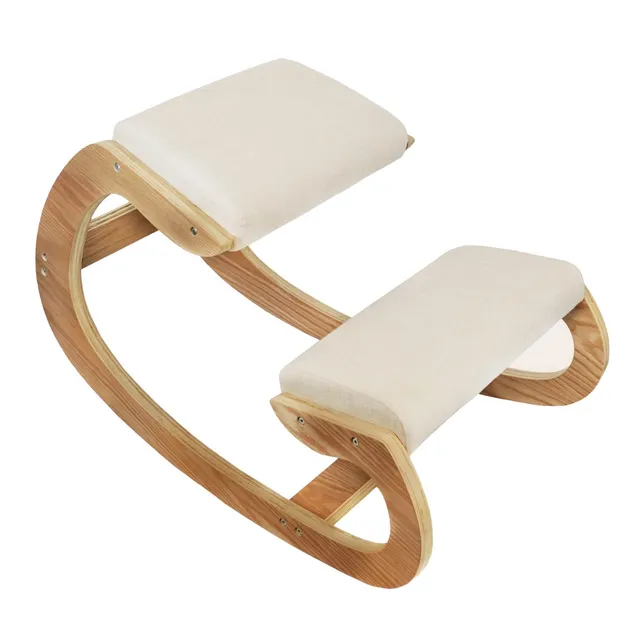 Q-Rax Sedia ergonomica inginocchiata legno lino 100kg