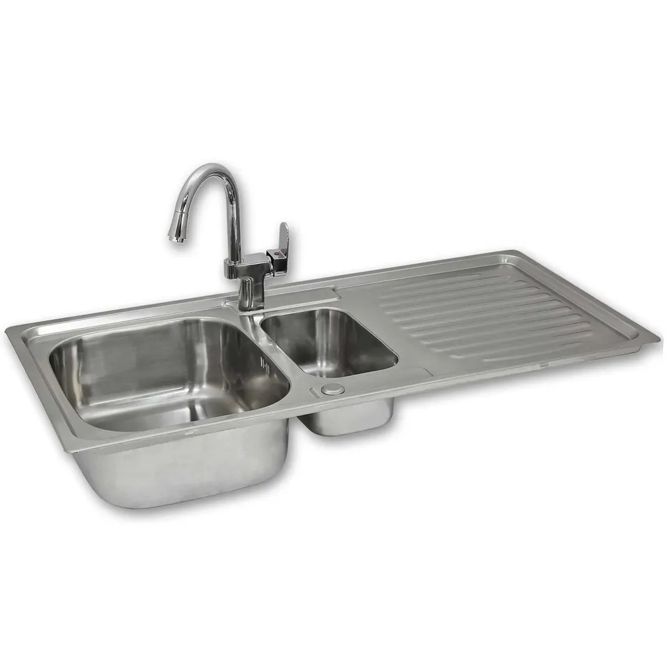 Q-Rax Lavandino Cucina Acciaio 105x50 con Rubinetto Reversibile