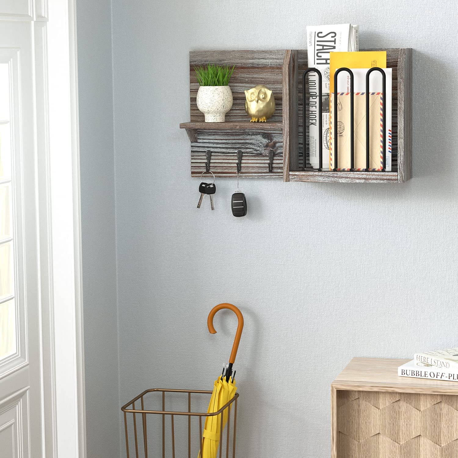 Jackcube Design Entryway Portachiavi Mensola Legno 3 Ganci