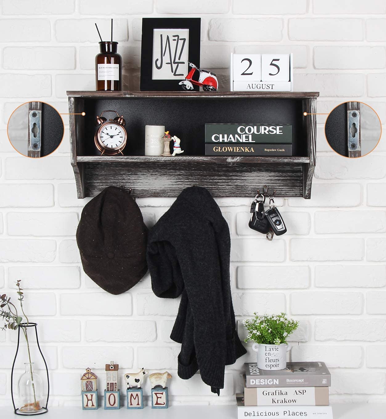 Jackcube Design Entryway Mensola Appendiabiti 3 Ganci Doppi