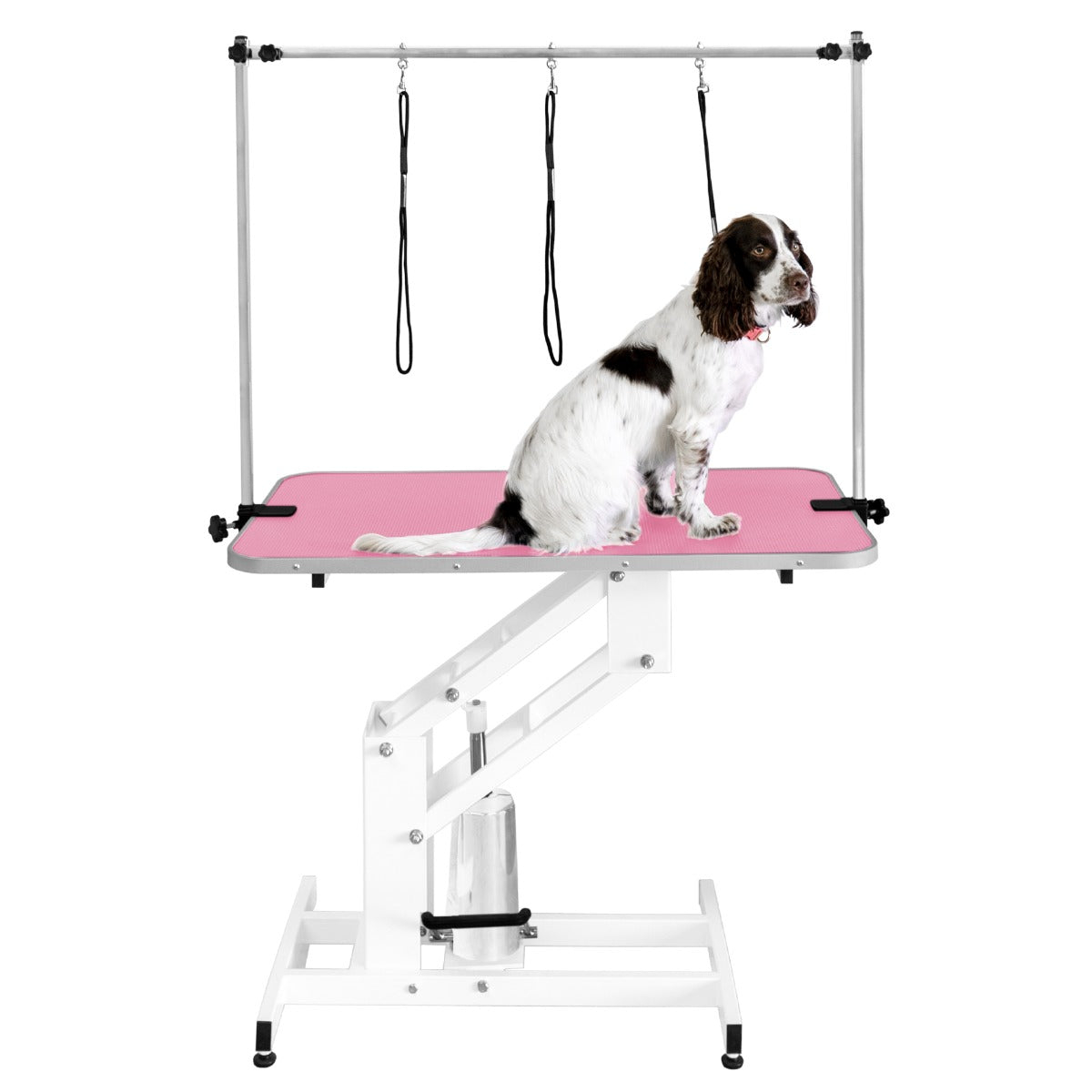 Q-Rax Tavolo Toelettatura Idraulico Bianco Piano Rosa