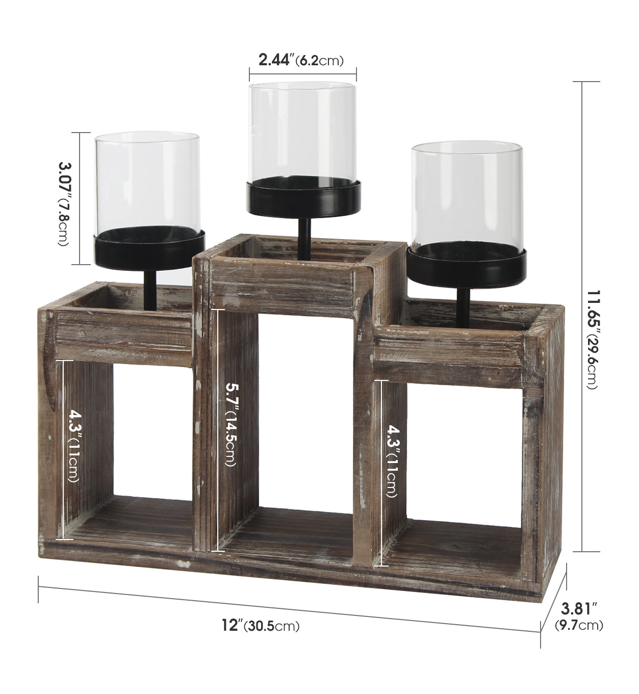 Jackcube Design Wall Décor Portacandele Legno 3 Vetri