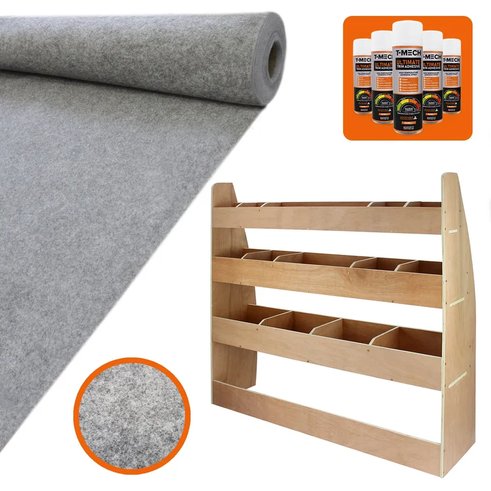 Q-Rax Rivestimento Furgone Grigio Fumo 11 mq Scaffale Caddy