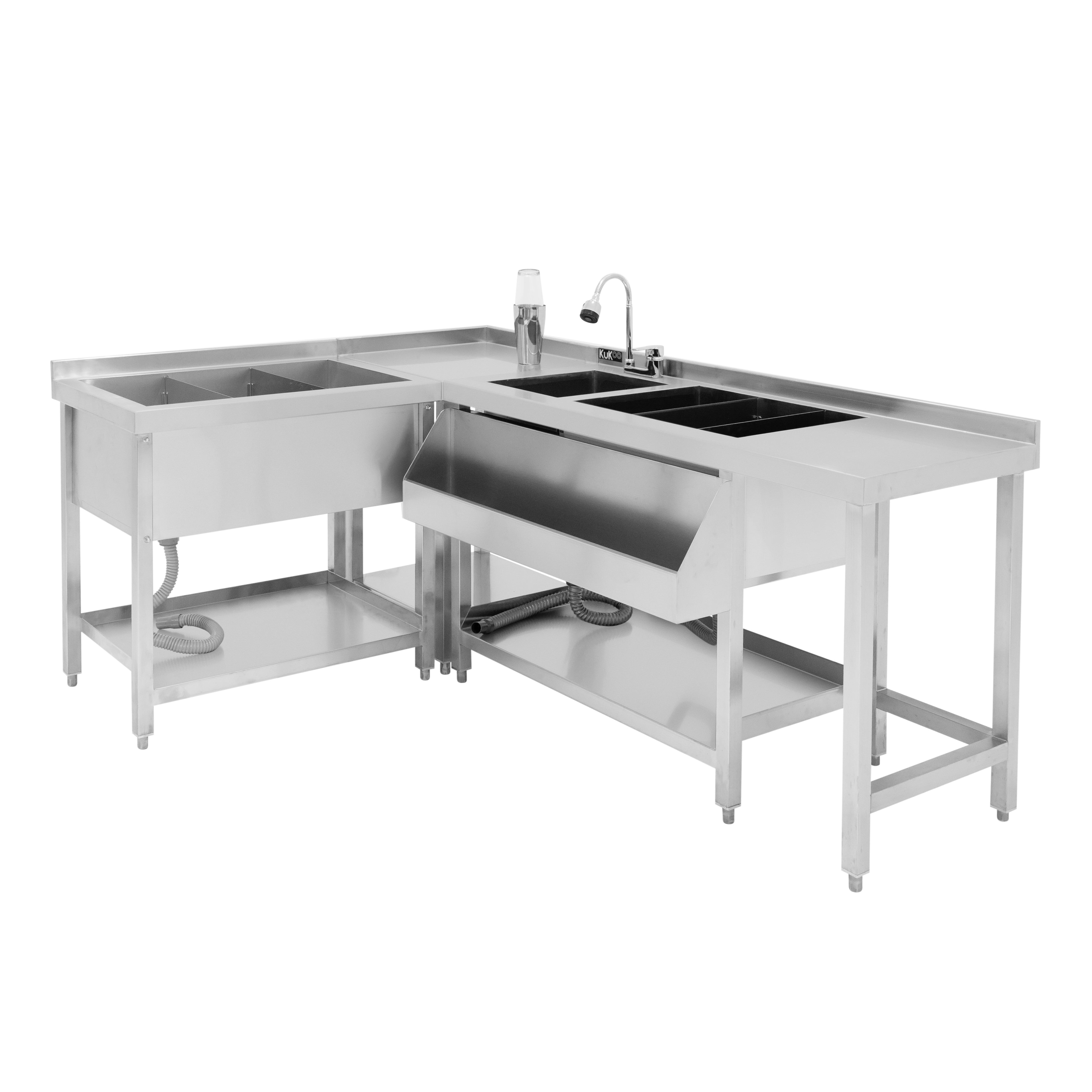 Q-Rax Postazione Cocktail Modulare Acciaio Inox con Pozzo Ghiaccio