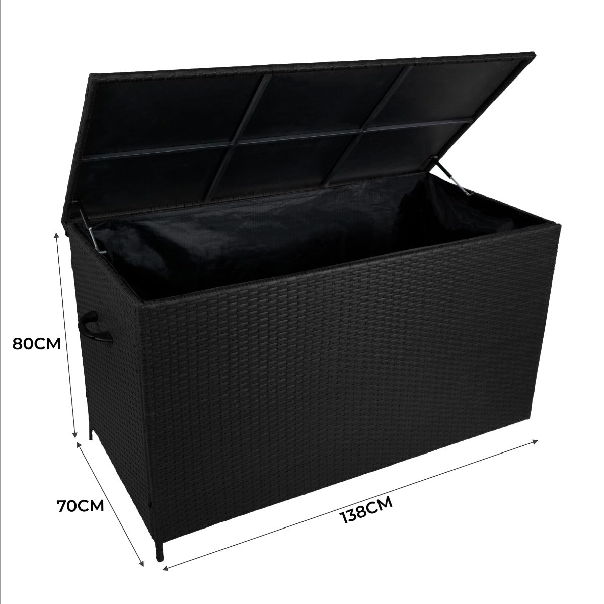 Q-Rax Contenitore Cuscini Rattan Nero 582L Box Giardino