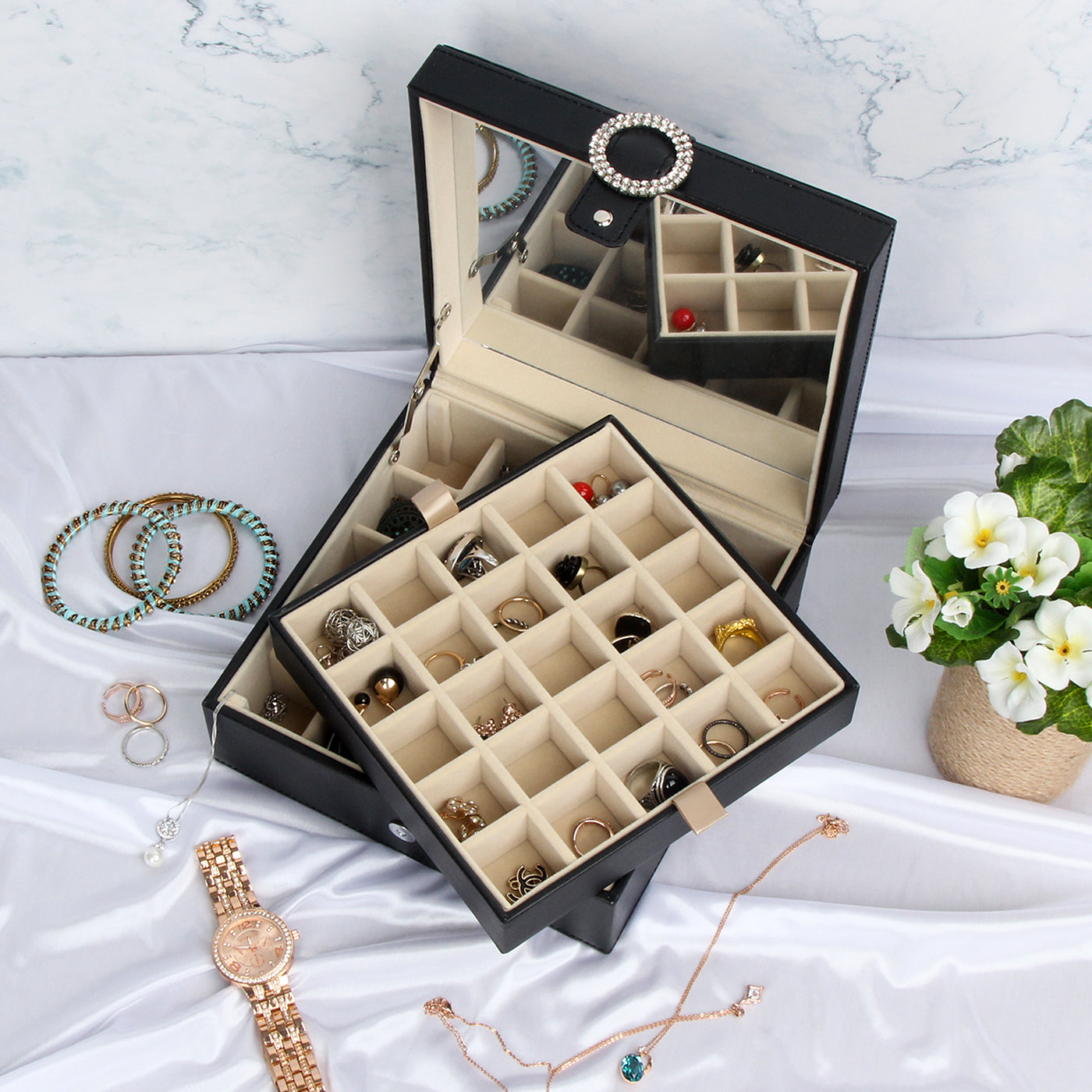 Jackcube Design Makeup & Jewelry Scatola Porta Orecchini Nero 50 Scomparti