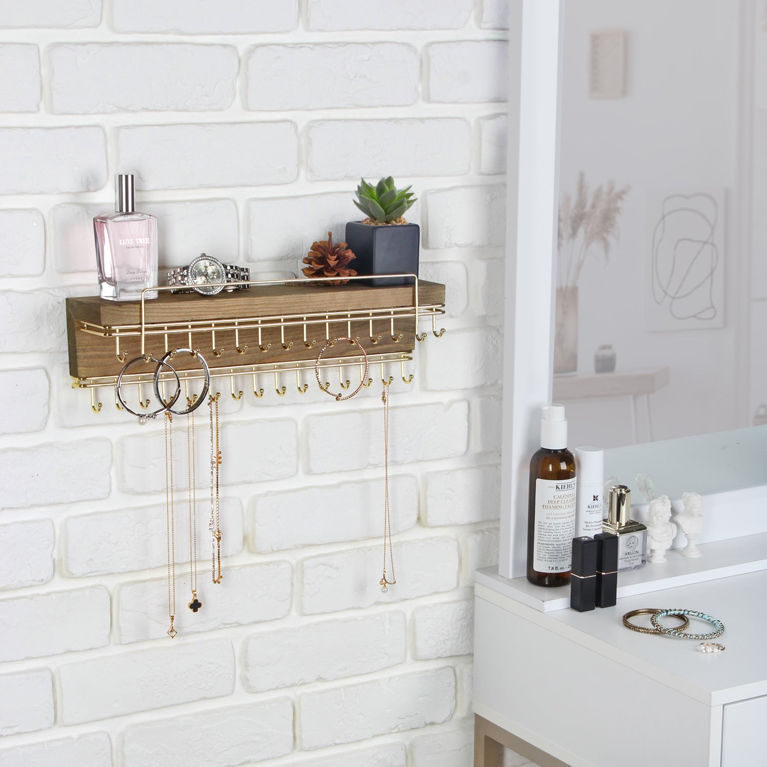 Jackcube Jewelry Organizer Parete Legno 30 Ganci Oro
