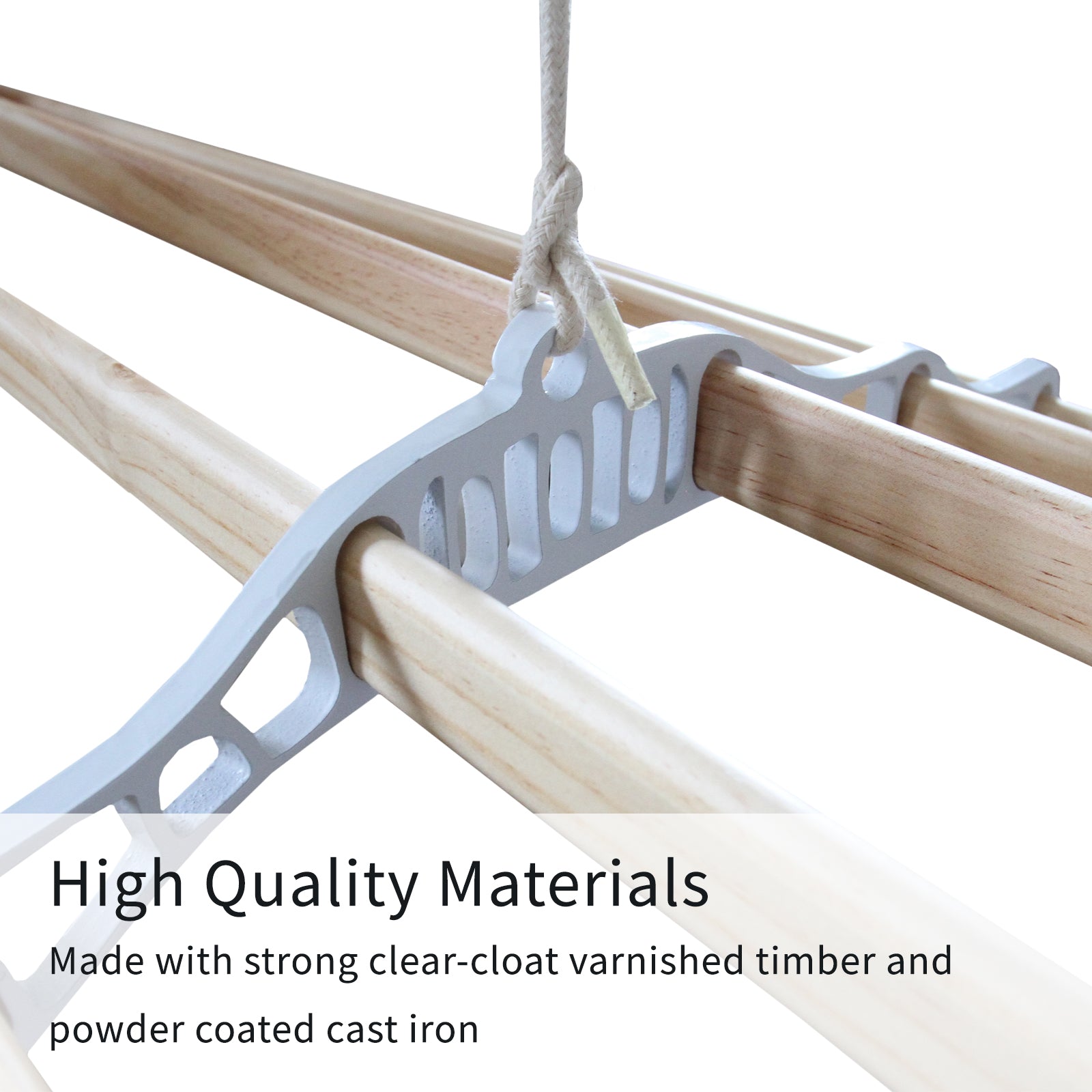 Q-Rax Stendibiancheria da Soffitto Bianco 180cm 6 Stecche Legno