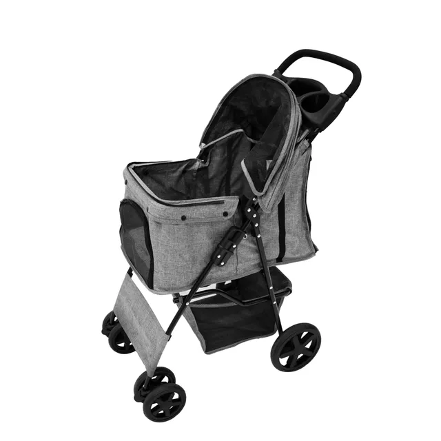 Q-Rax Passeggino per Animali Grigio Antipioggia 15 kg