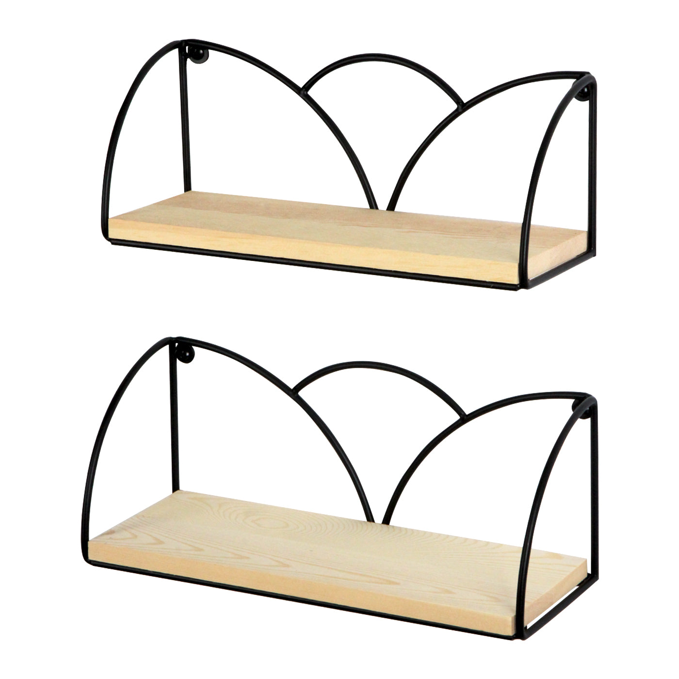 Jackcube Living Room Set 2 Mensole Legno Nero da Parete Filo Metallo