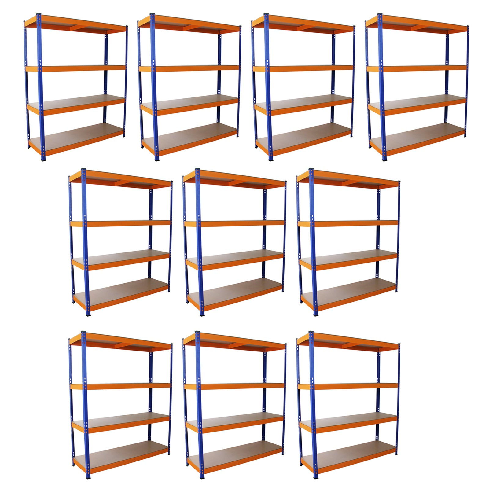 Q-Rax S-Rax Scaffale Acciaio Blu Arancione 150cm 10 Pezzi 265kg