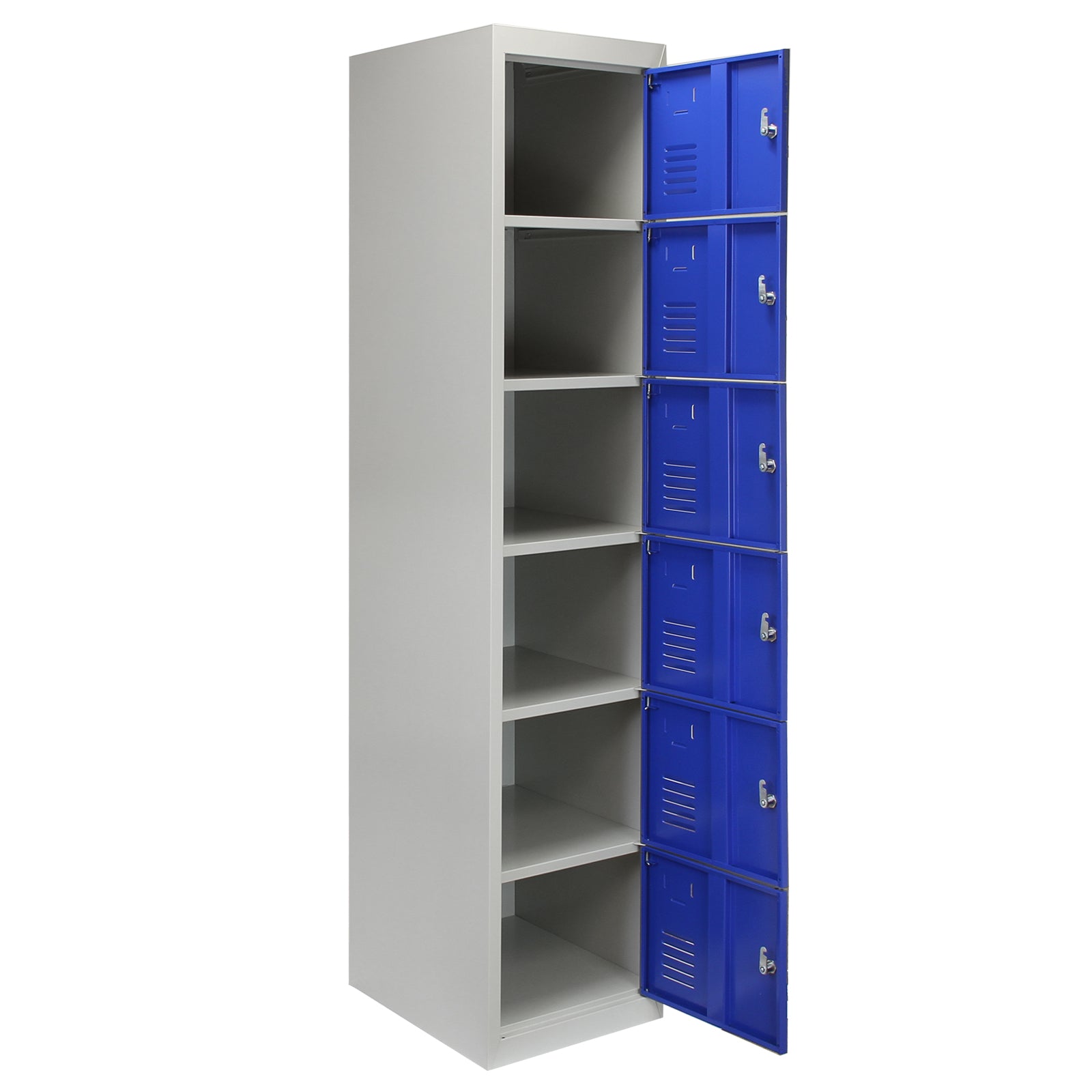 Q-Rax Armadietto 6 Porte Blu Acciaio 38x45x180 cm con Chiave