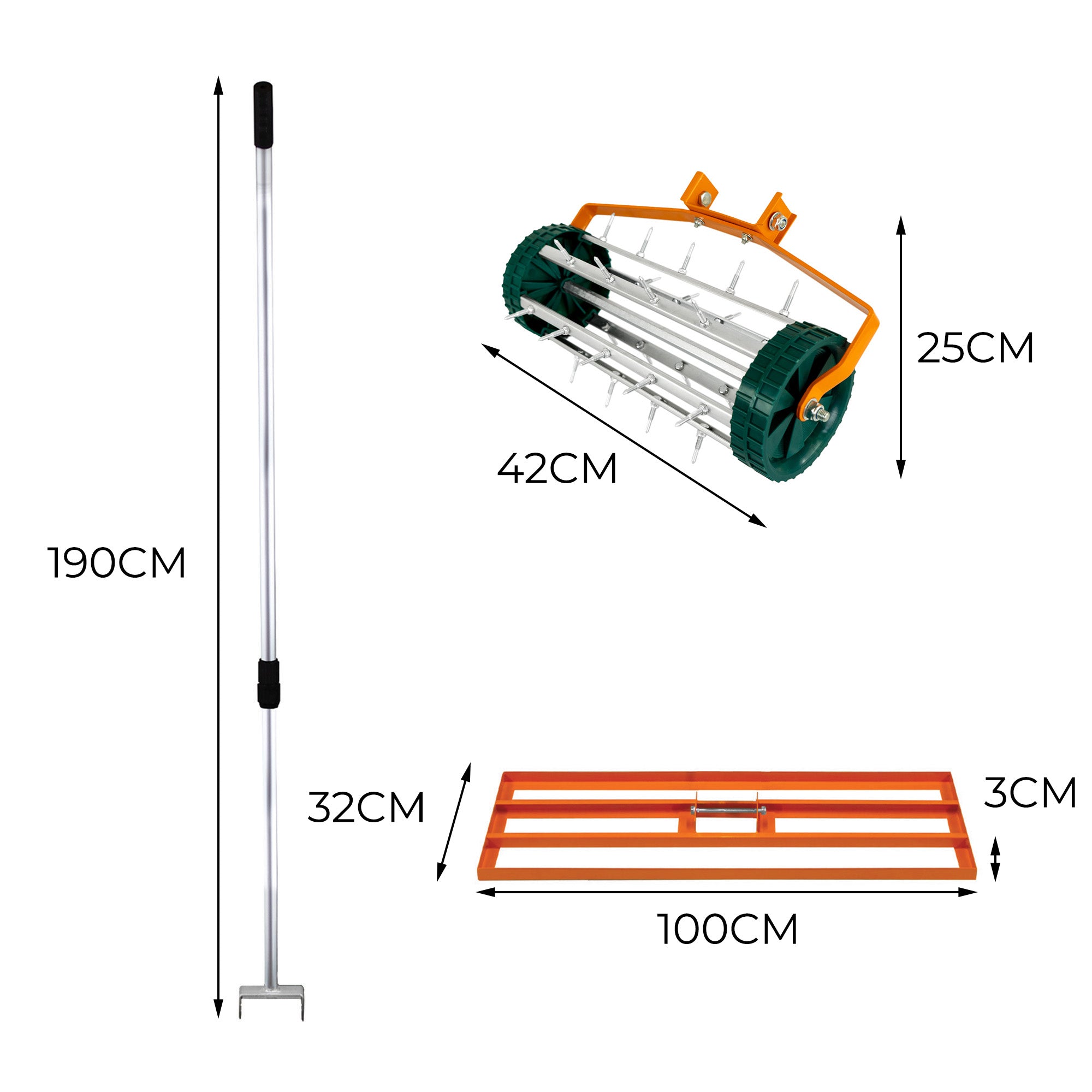 Q-Rax Set Arieggiatore Livellatore Prato 100cm Arancione