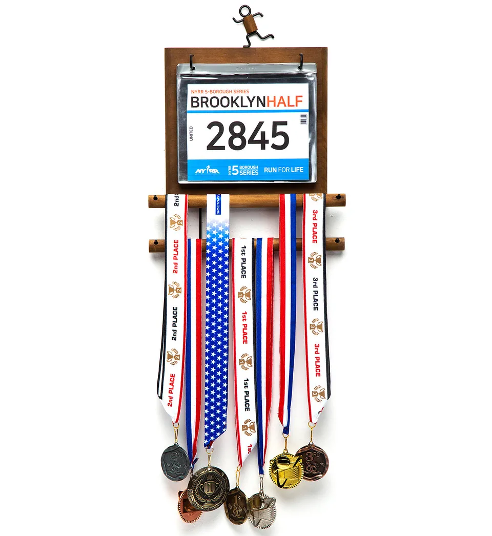 JackCube Design Display Porta Medaglie Maratona Legno 60 Medaglie