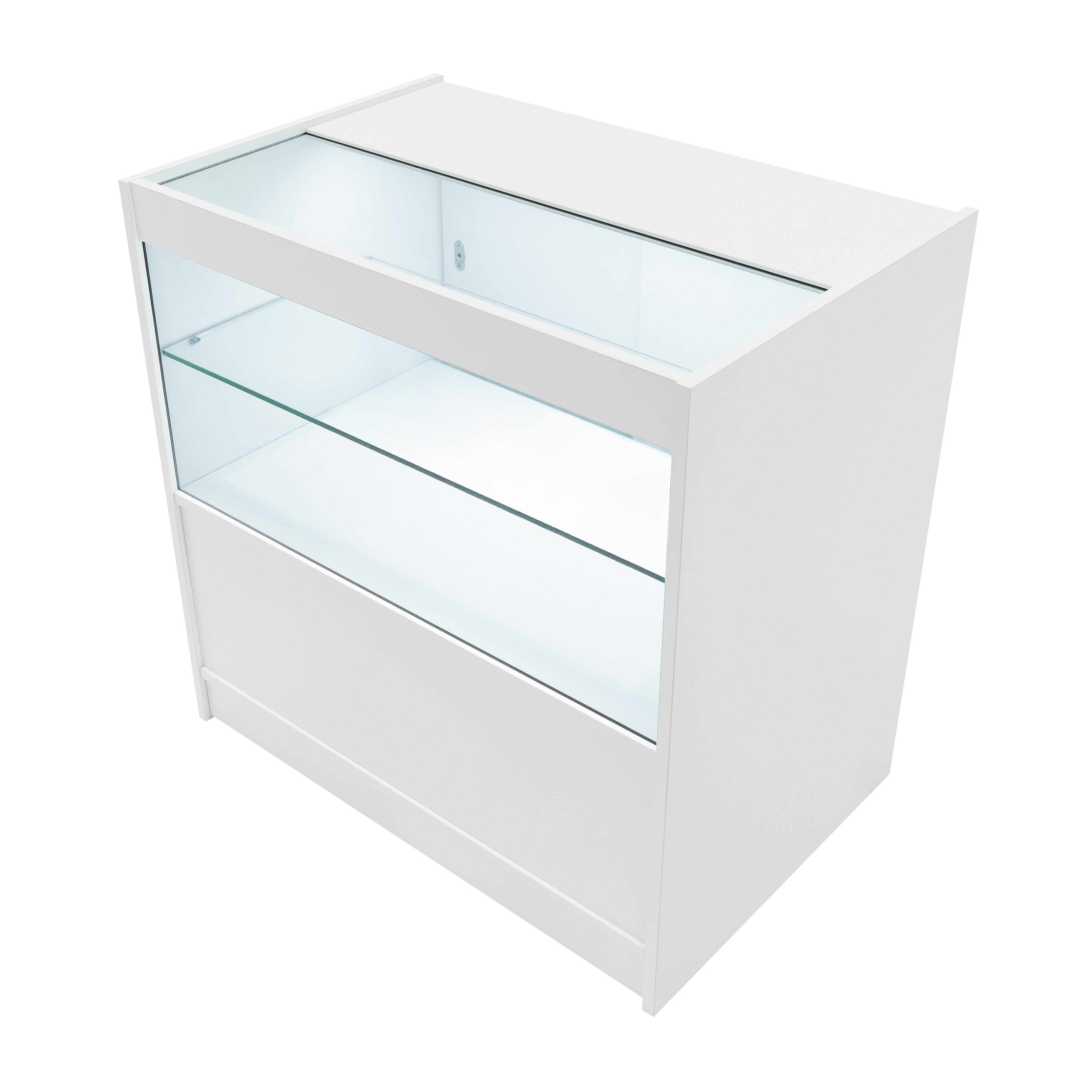 Q-Rax C900 Bancone da Negozio LED Bianco con Vetro