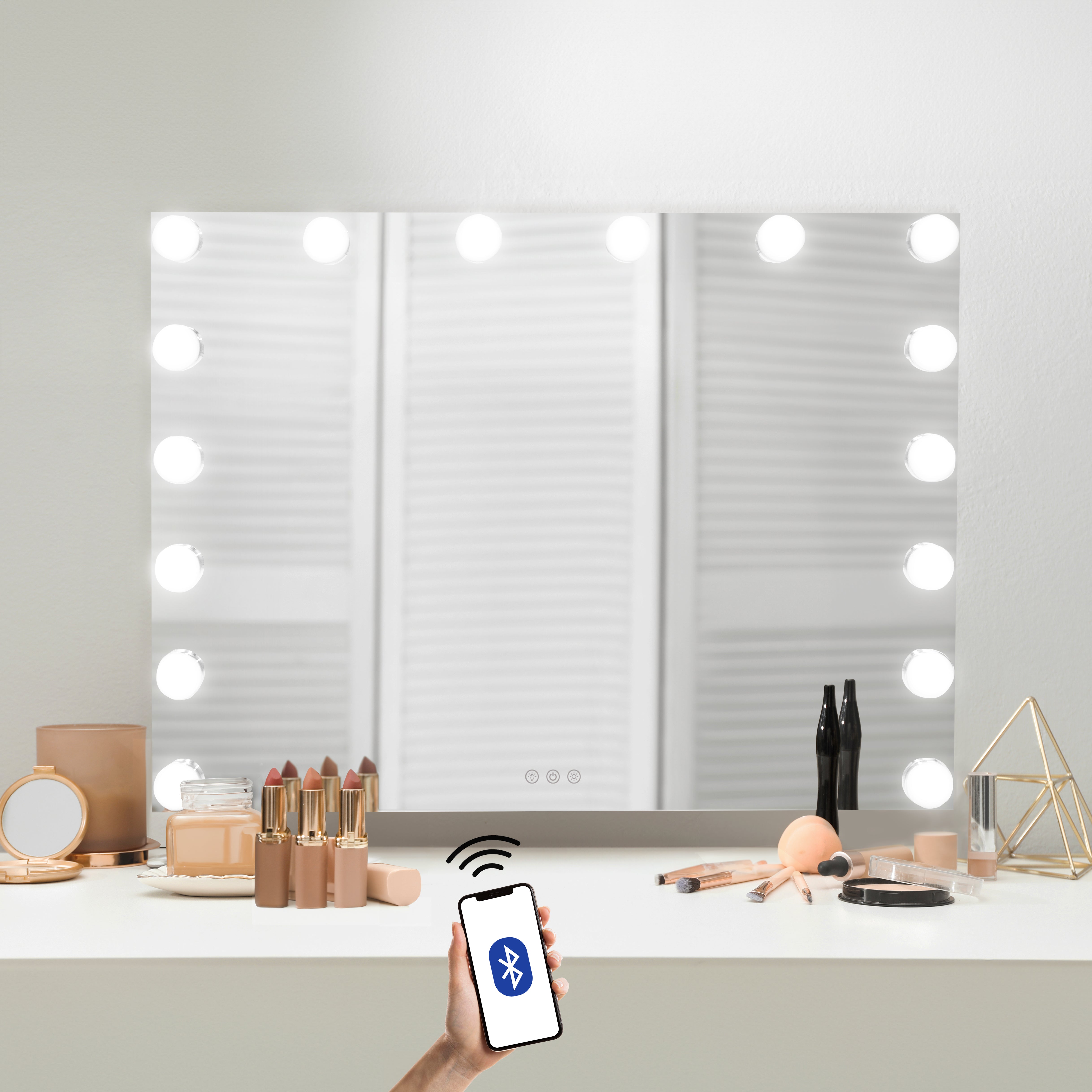 Q-Rax Specchio LED Bluetooth 80x60cm specchio trucco con USB