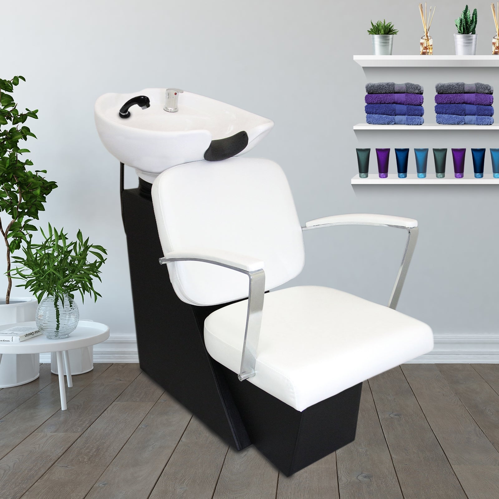 Q-Rax Poltrona Parrucchiere Shampoo Bianco Lavello Ceramica 150 kg