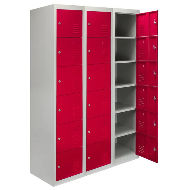 Q-Rax Strumenti da Banco armadietto 6 porte rosse 3 pezzi
