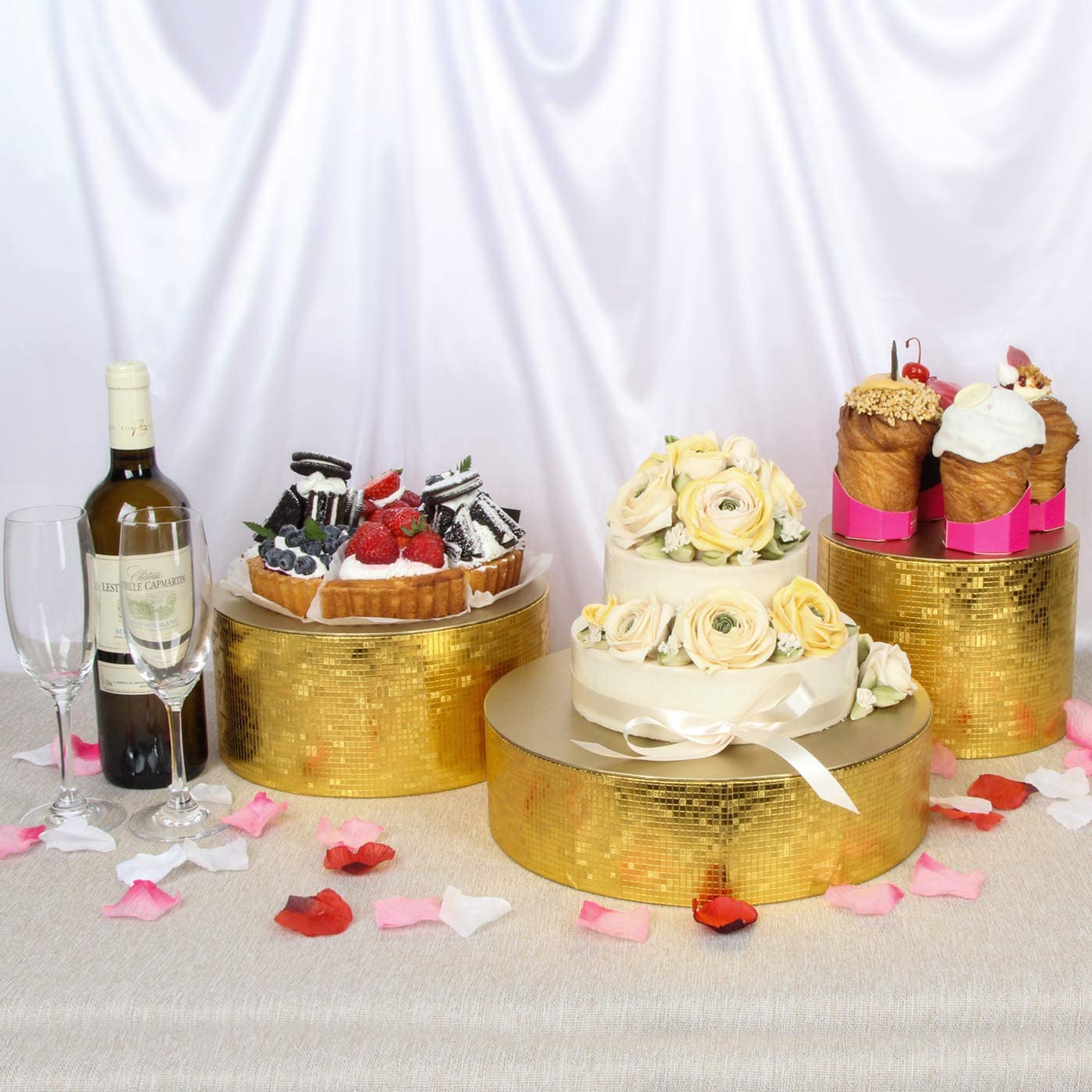 Jackcube Design Display Alzata Torta Oro Set 3 Pezzi 20-30 cm