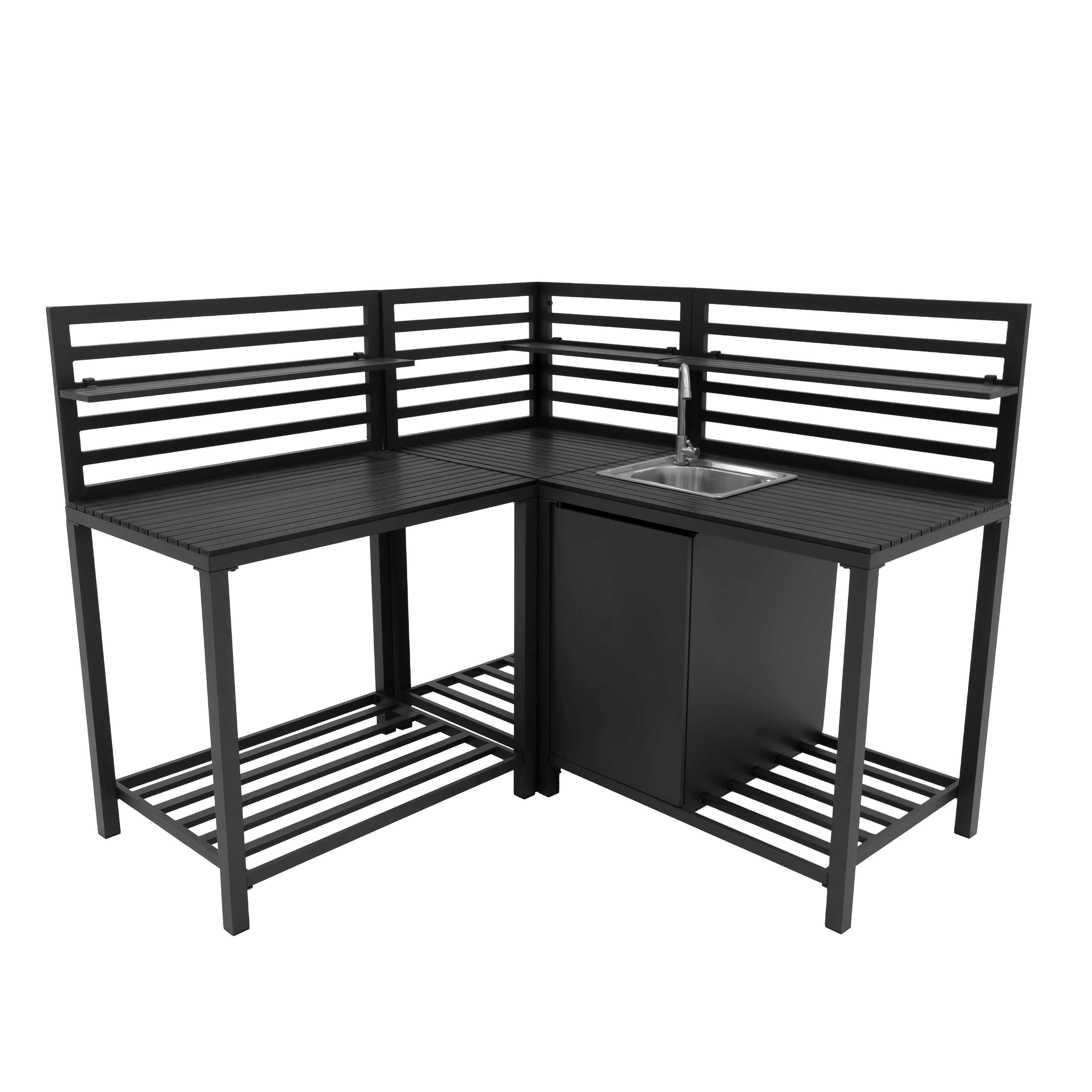 Q-Rax Mobili da Esterno Set Cucina 3 Pezzi Alluminio Antracite