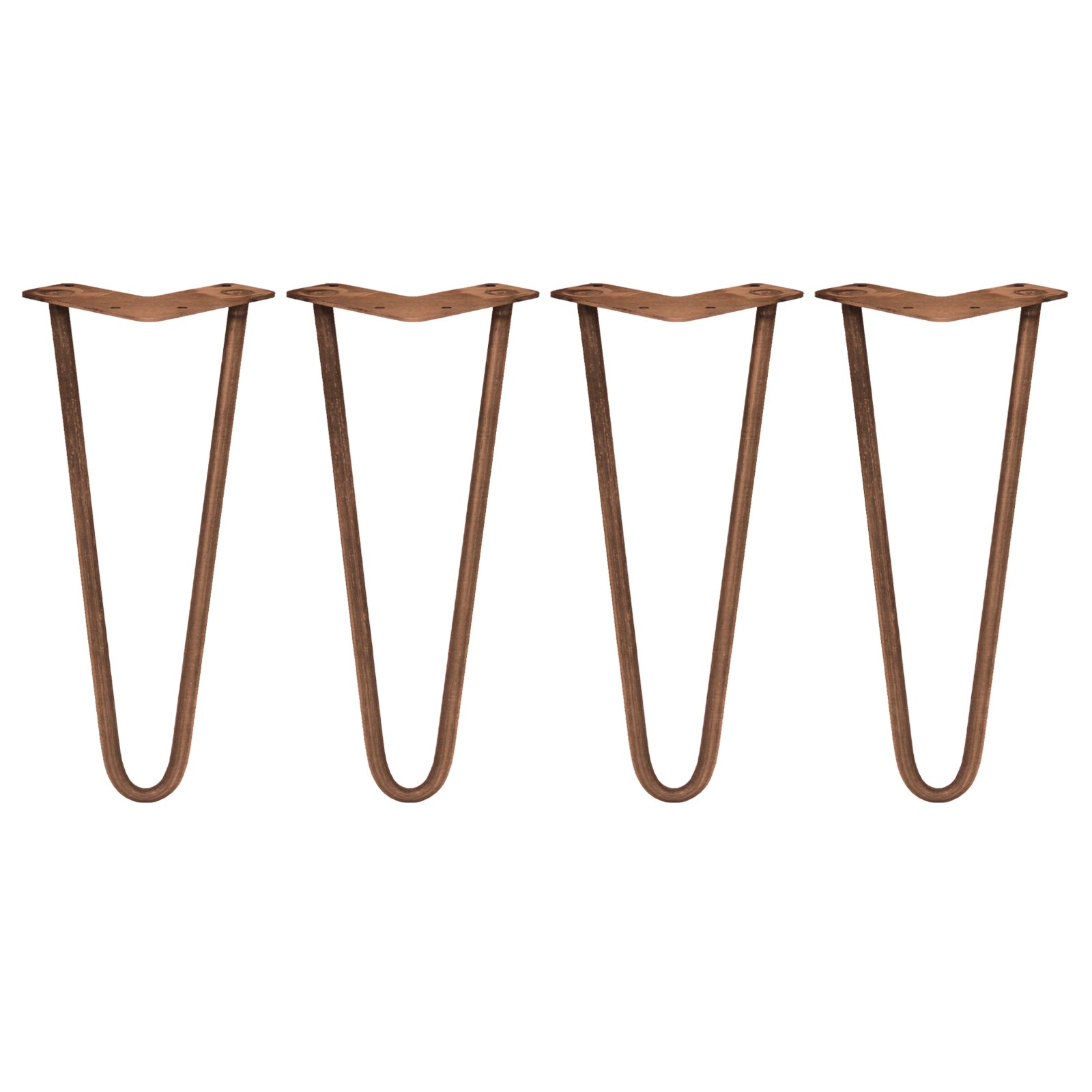 Q-Rax Gambe Tavolo a Forcina 30,5cm Rame Antico 4 Pezzi