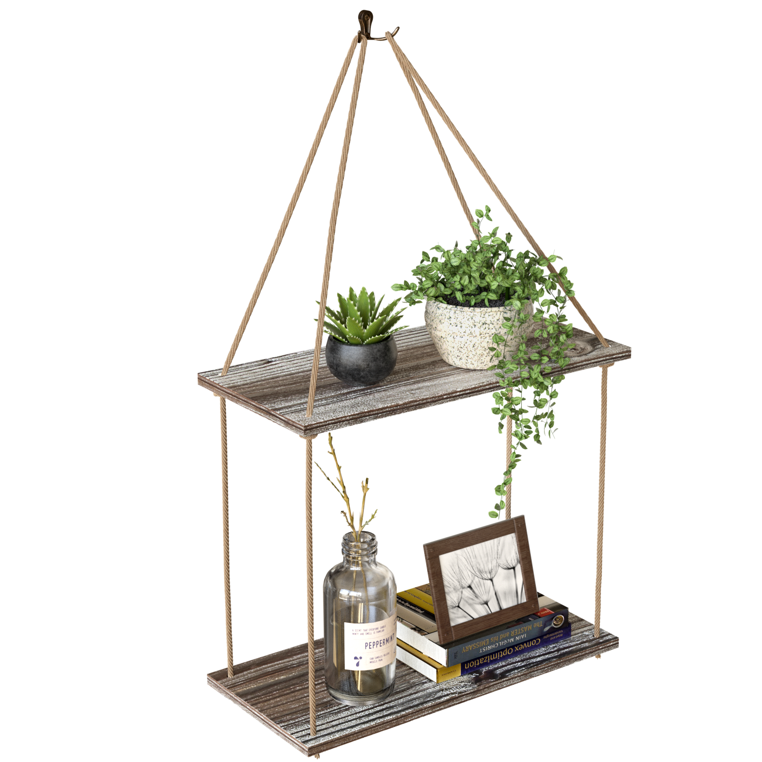 Jackcube Design Living Room mensole sospese corda set 2 legno