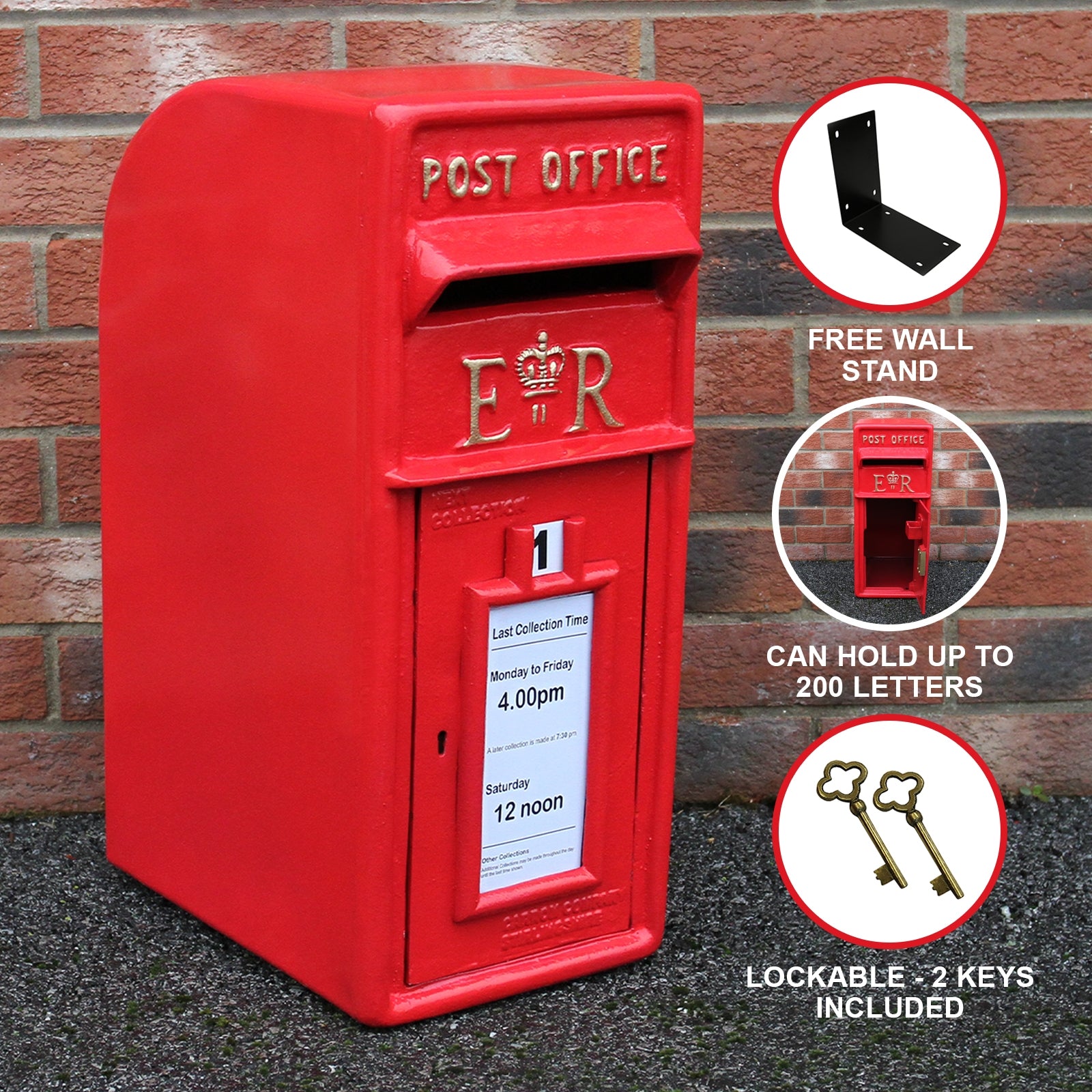 Q-Rax Cassetta Postale Britannica Rossa buca lettere ghisa