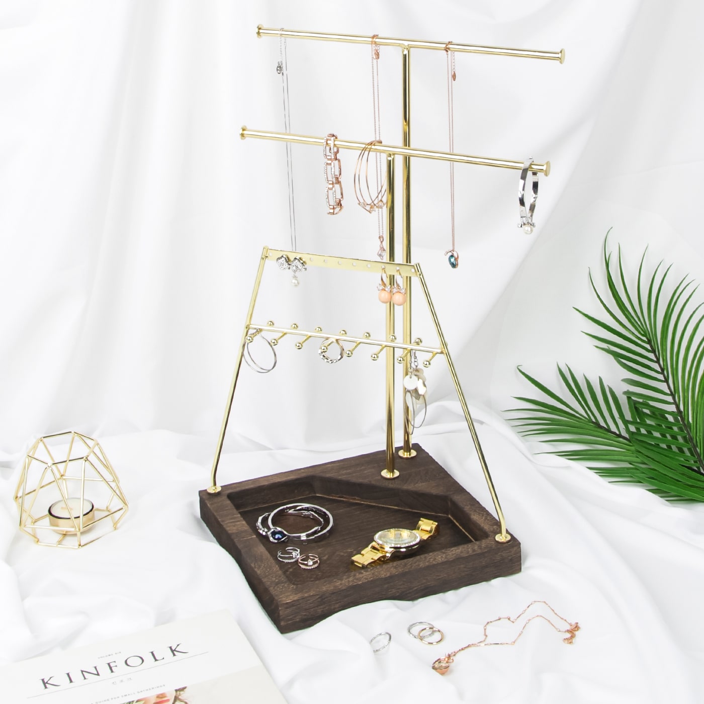 Jackcube Design Makeup Portagioie Albero Oro 3 Piani