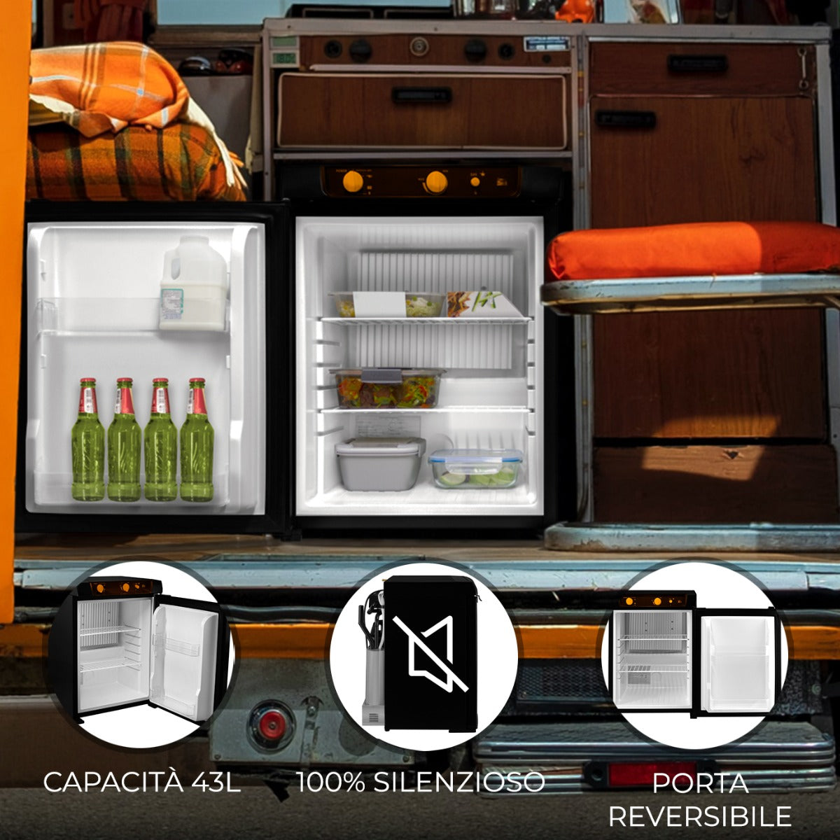 Q-Rax Frigoriferi Frigo Assorbimento 3 Vie 43L Nero