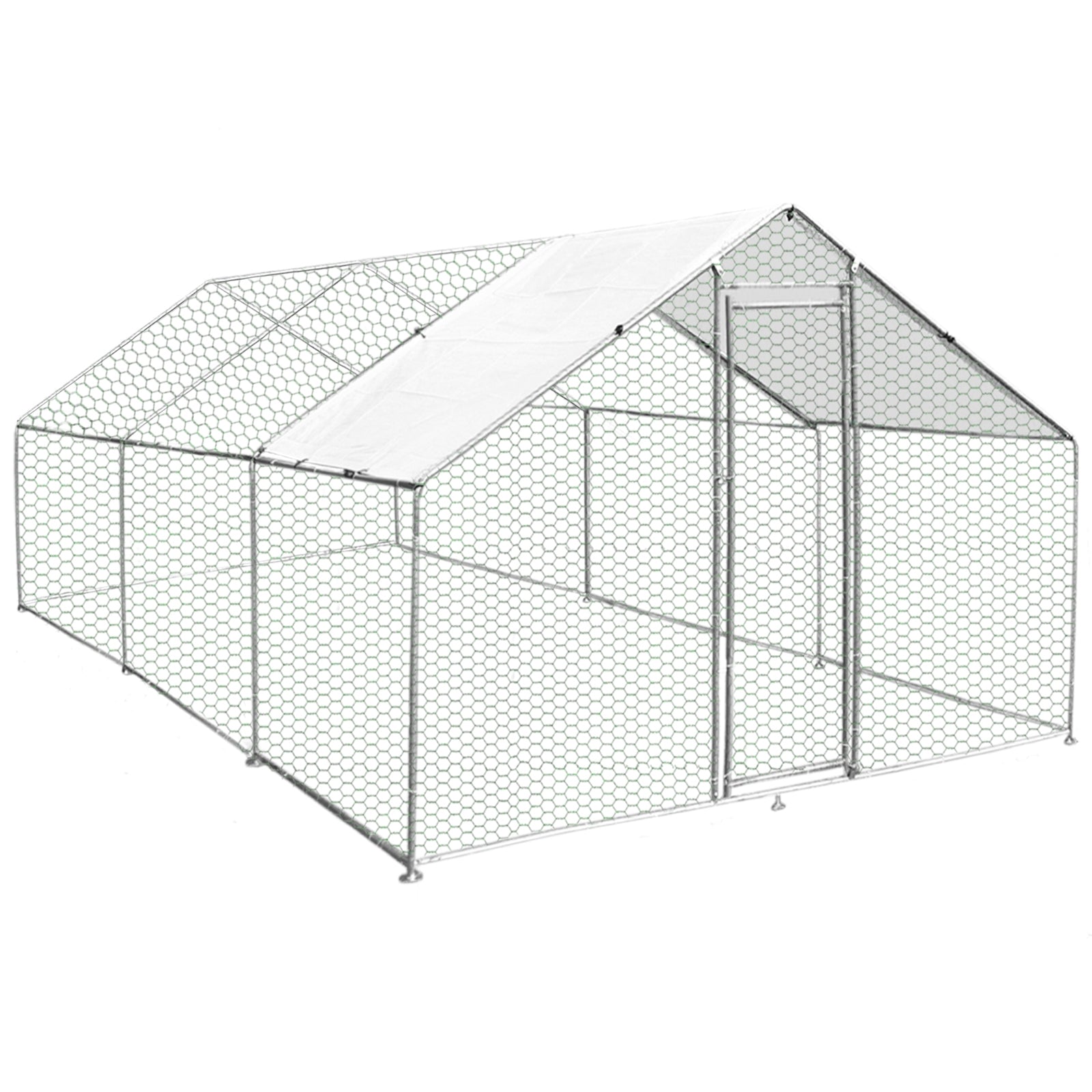 Q-Rax Recinzione Pollaio Esterno 4x6m Acciaio con Tetto