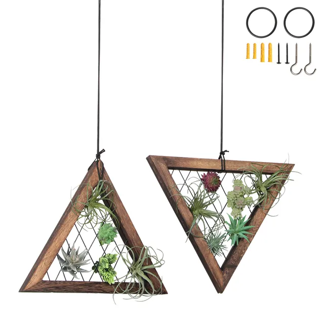Jackcube Plant Set 2 Portapiante Sospeso Triangolo Legno