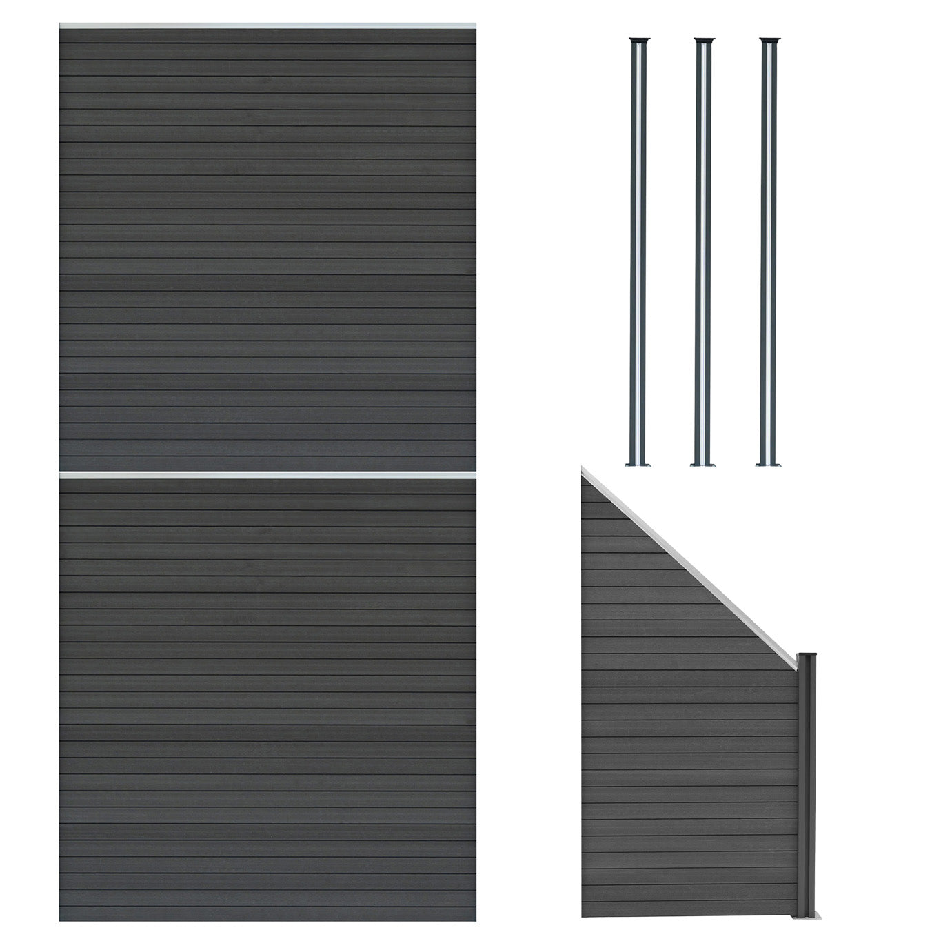 Q-Rax Recinzione Composito Grigio 2 Pannelli LED